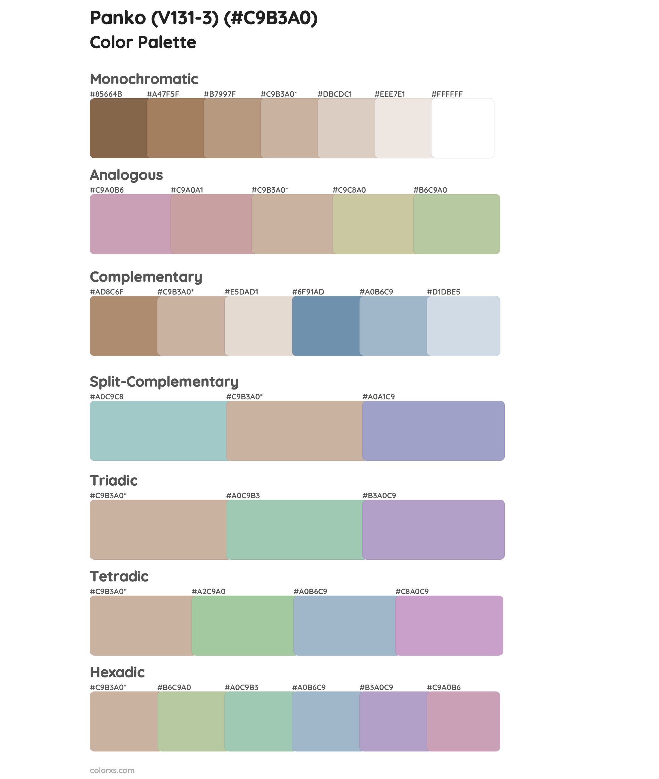 Panko (V131-3) Color Scheme Palettes