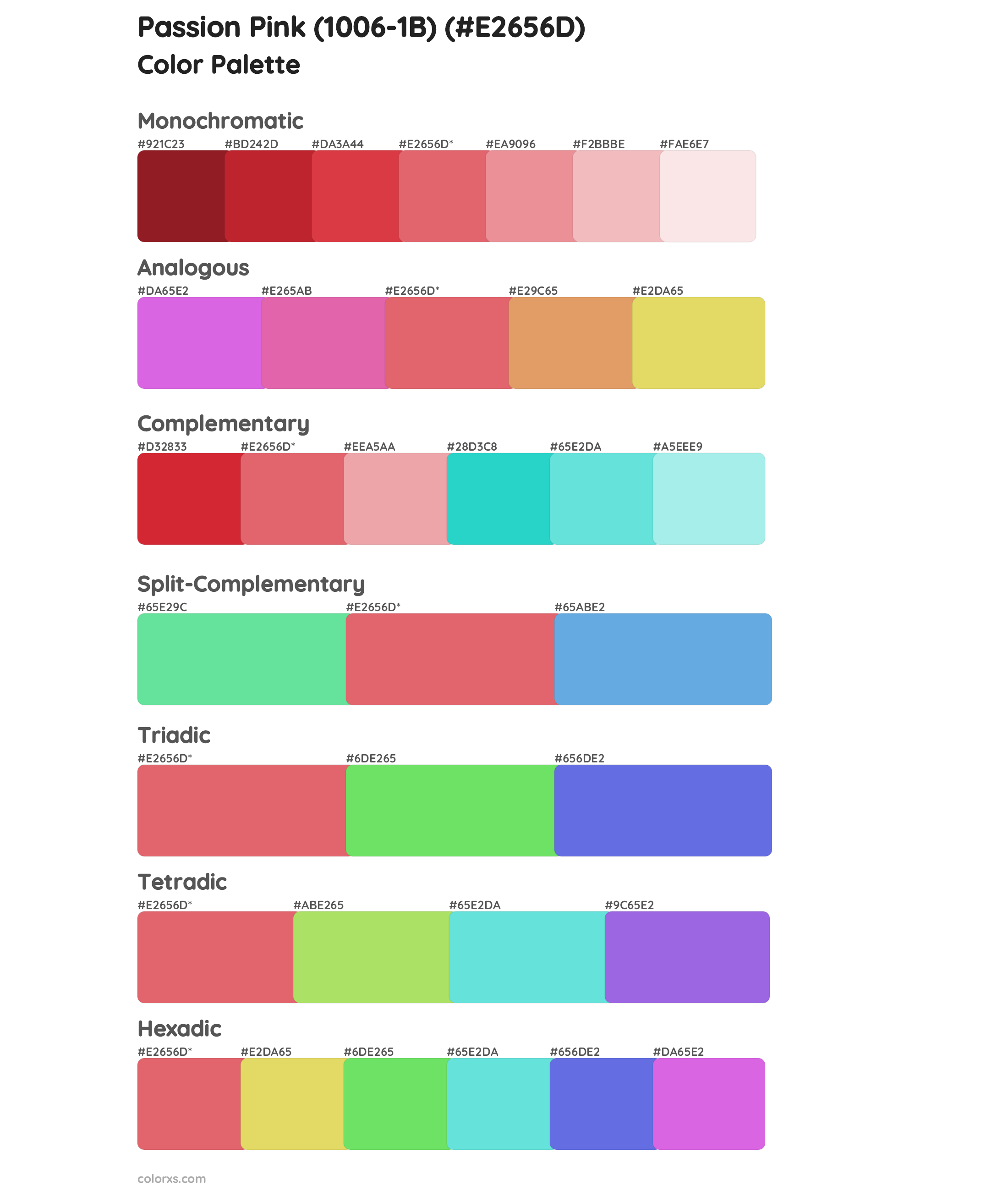 Passion Pink (1006-1B) Color Scheme Palettes