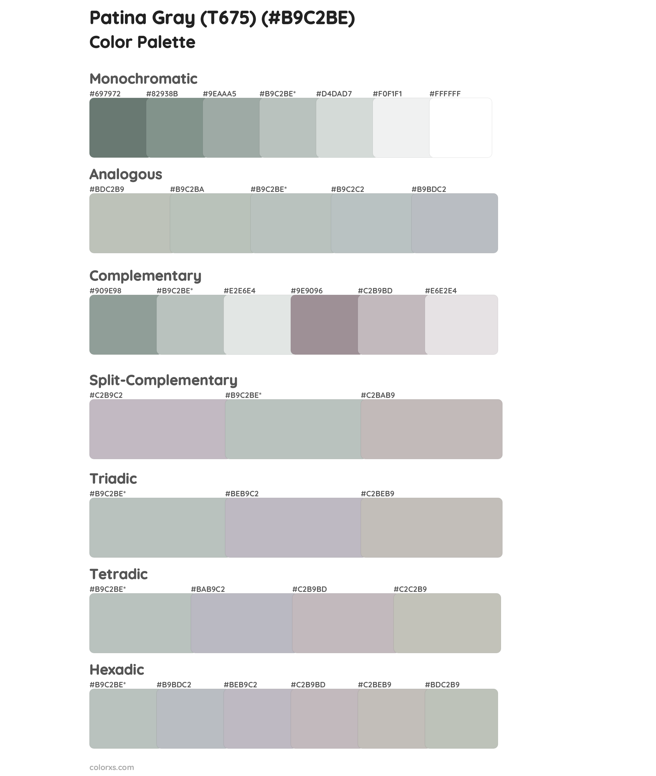 Patina Gray (T675) Color Scheme Palettes