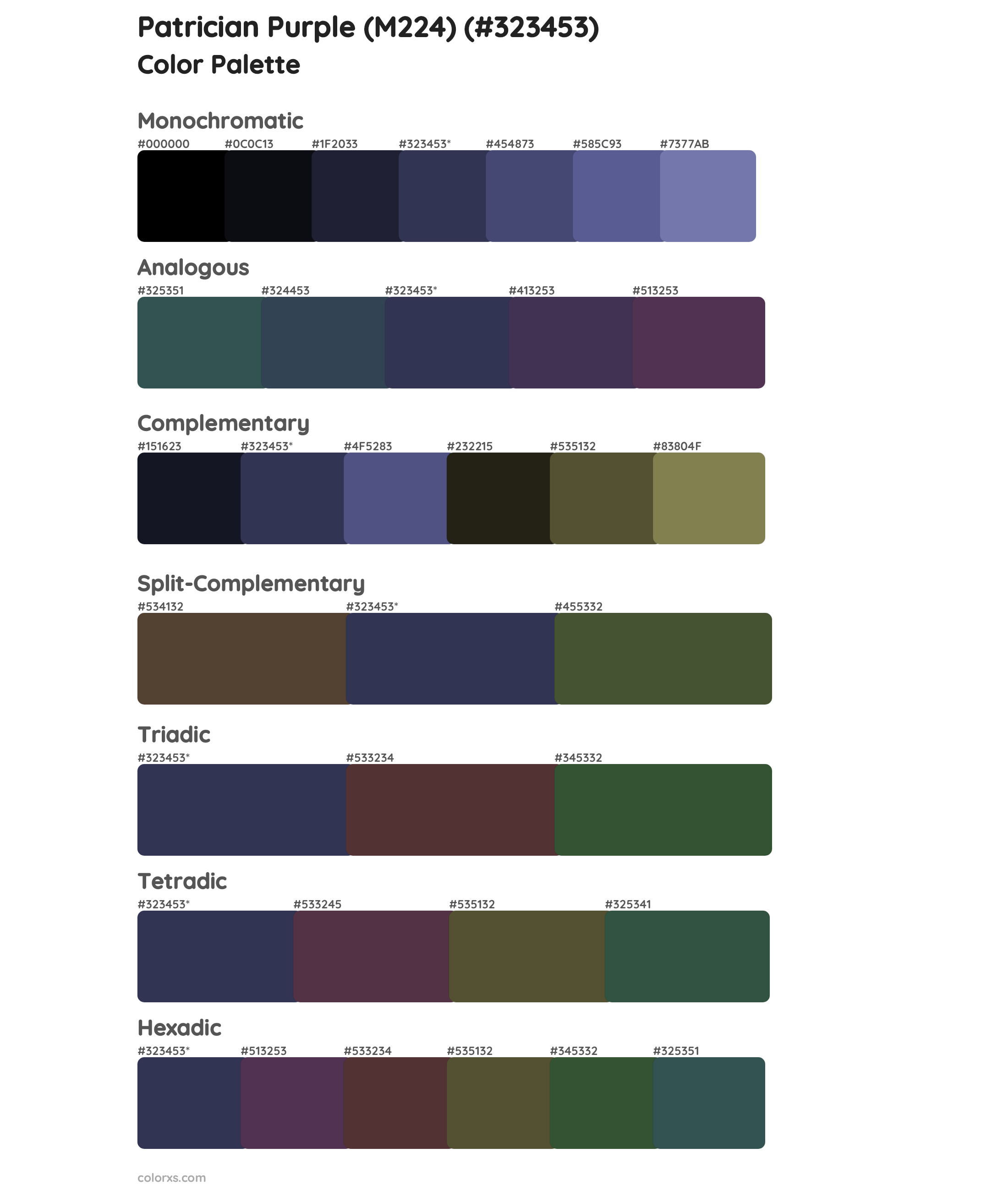 Patrician Purple (M224) Color Scheme Palettes