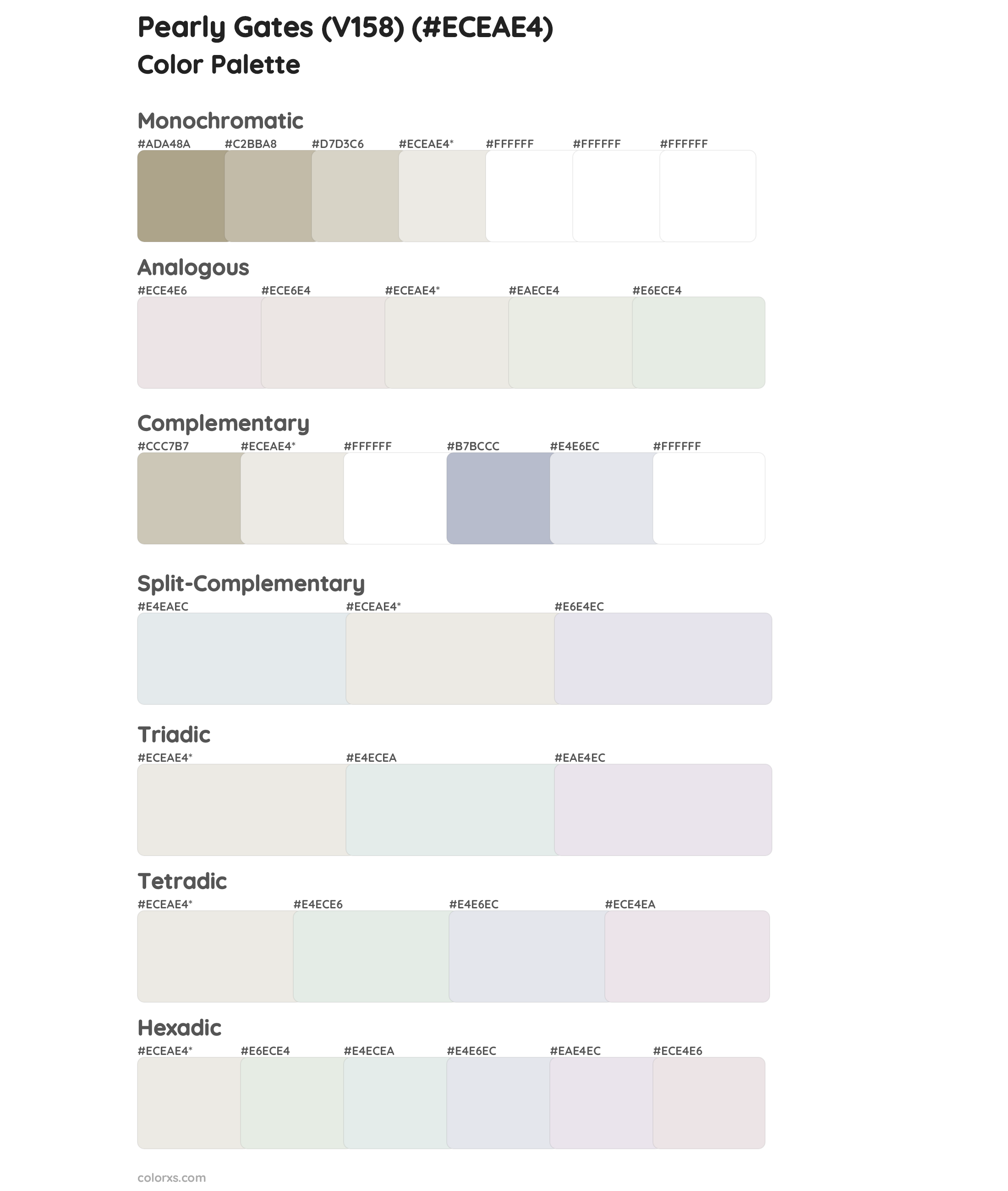 Pearly Gates (V158) Color Scheme Palettes