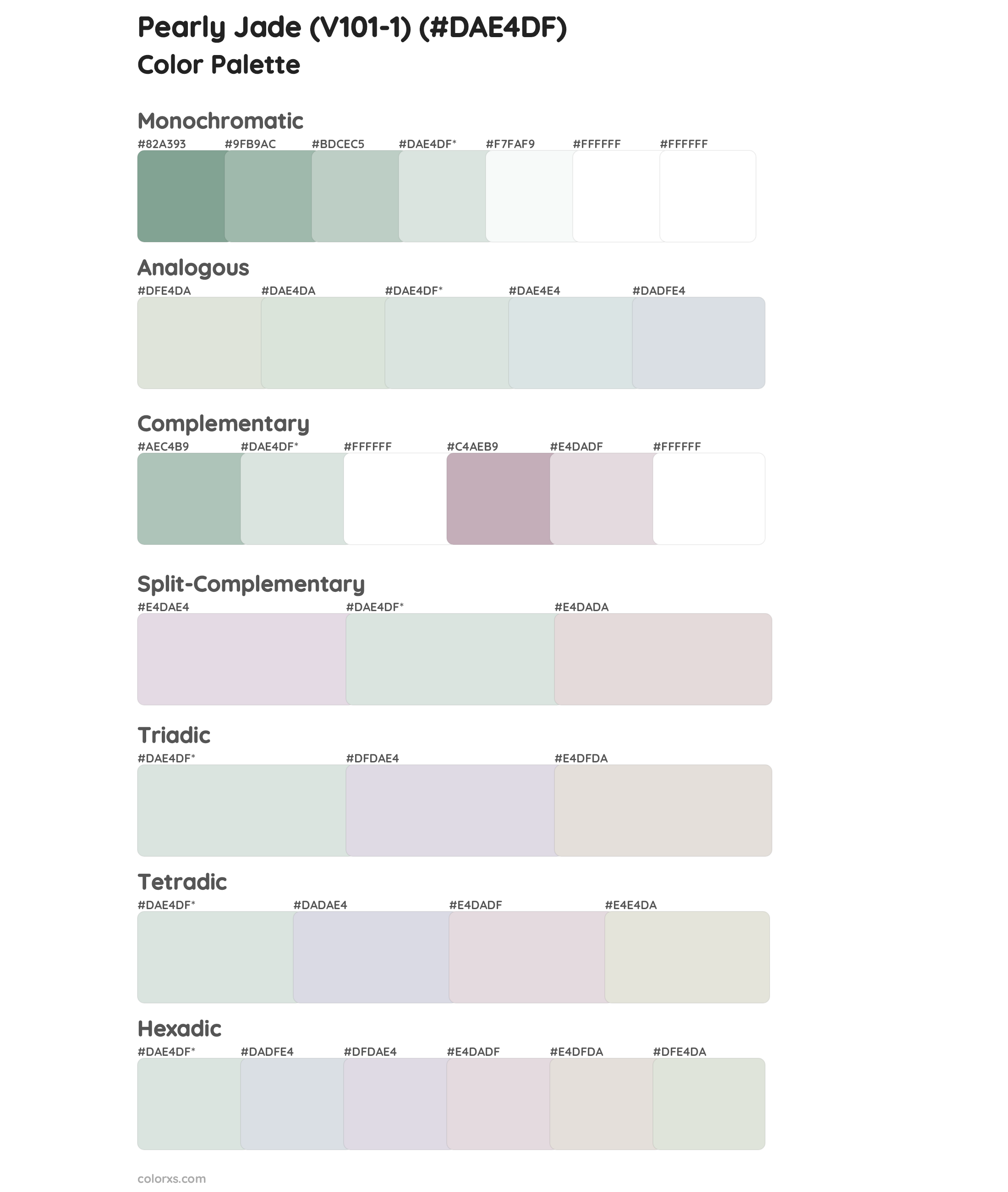 Pearly Jade (V101-1) Color Scheme Palettes