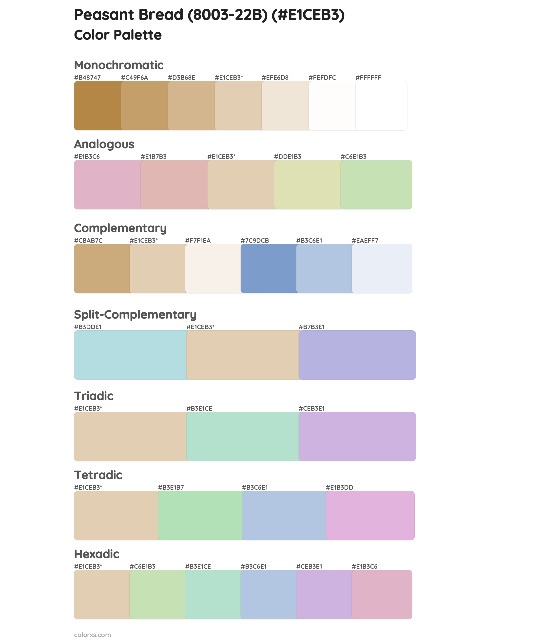 Peasant Bread (8003-22B) Color Scheme Palettes