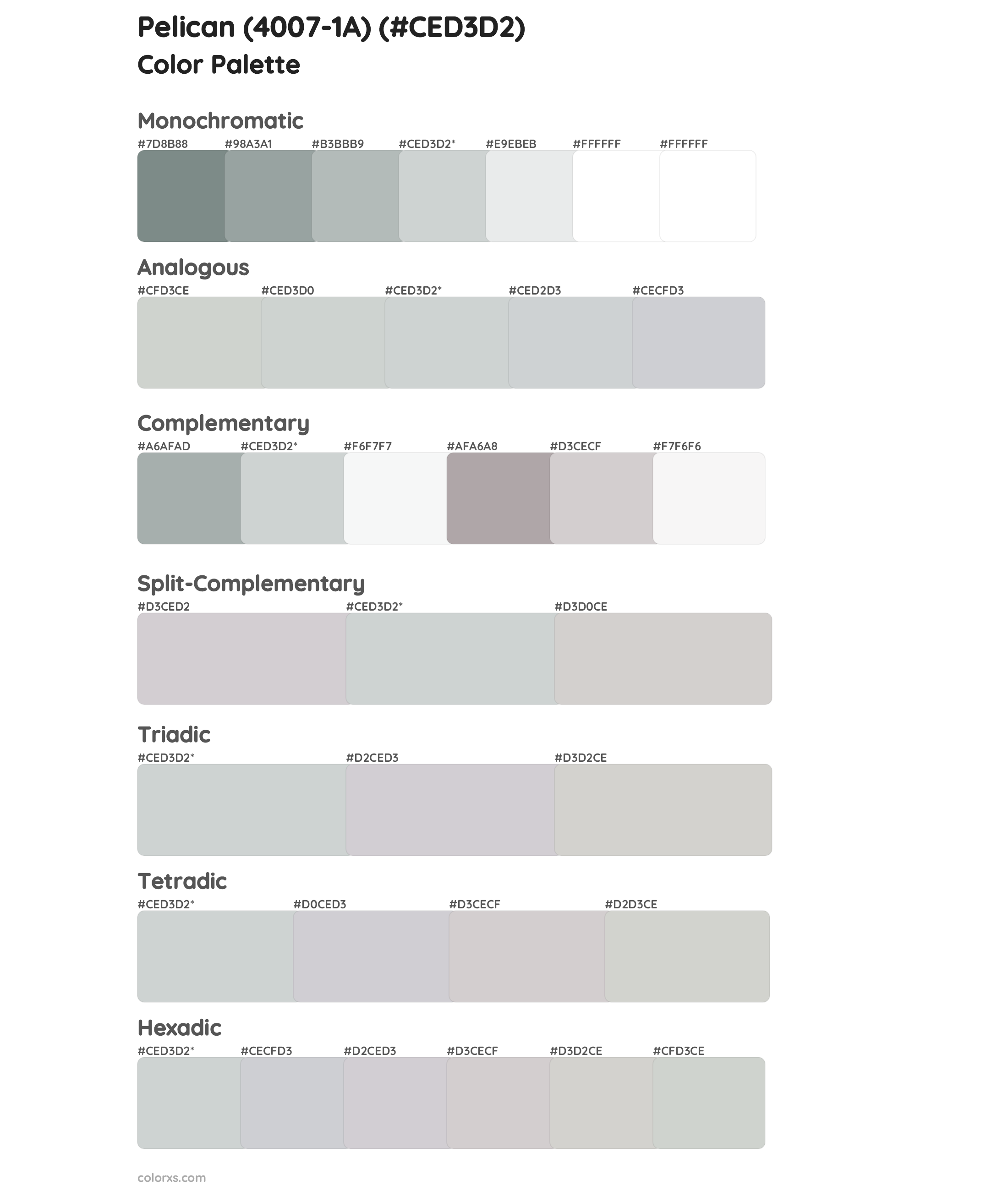 Pelican (4007-1A) Color Scheme Palettes