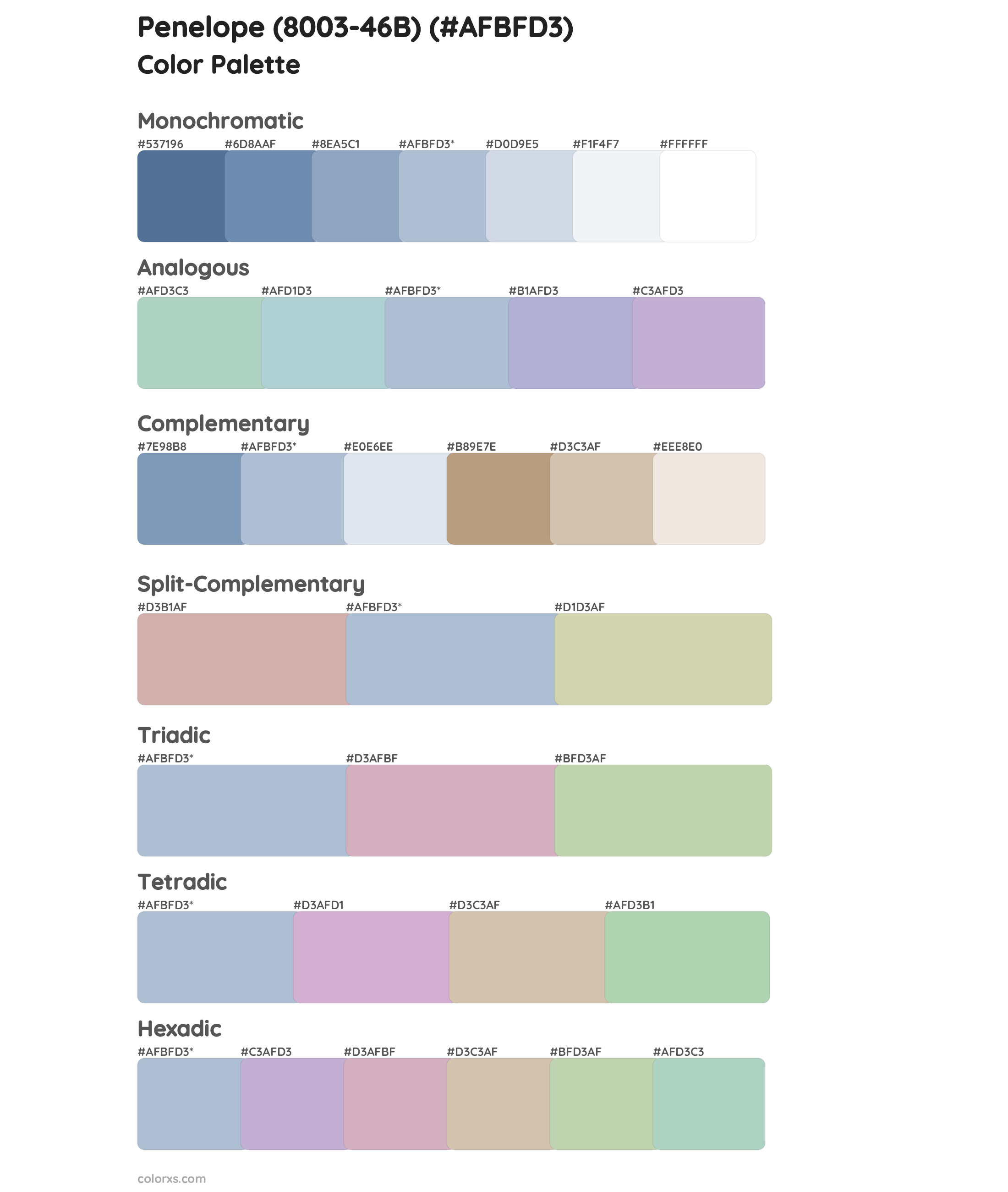 Penelope (8003-46B) Color Scheme Palettes