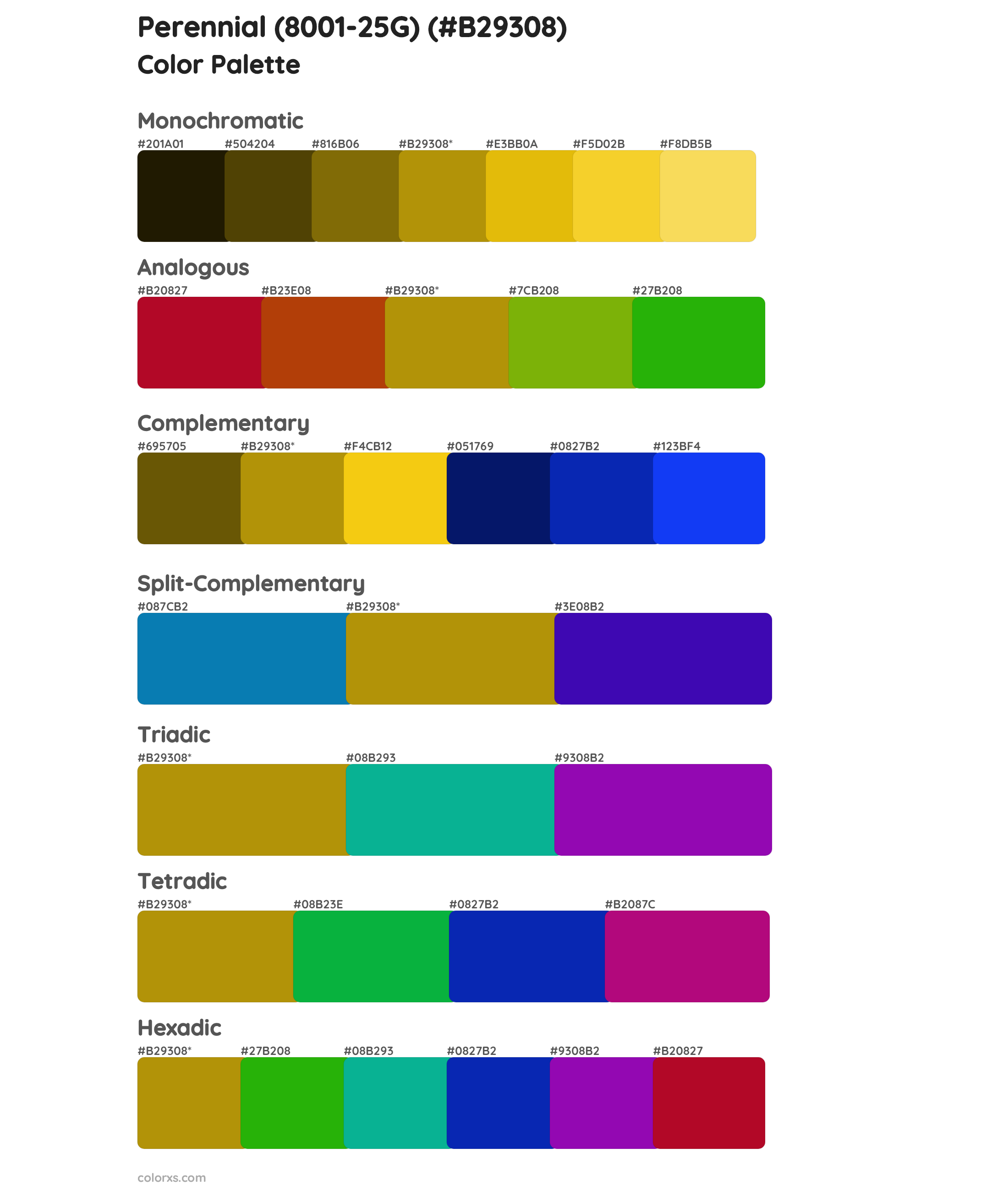 Perennial (8001-25G) Color Scheme Palettes