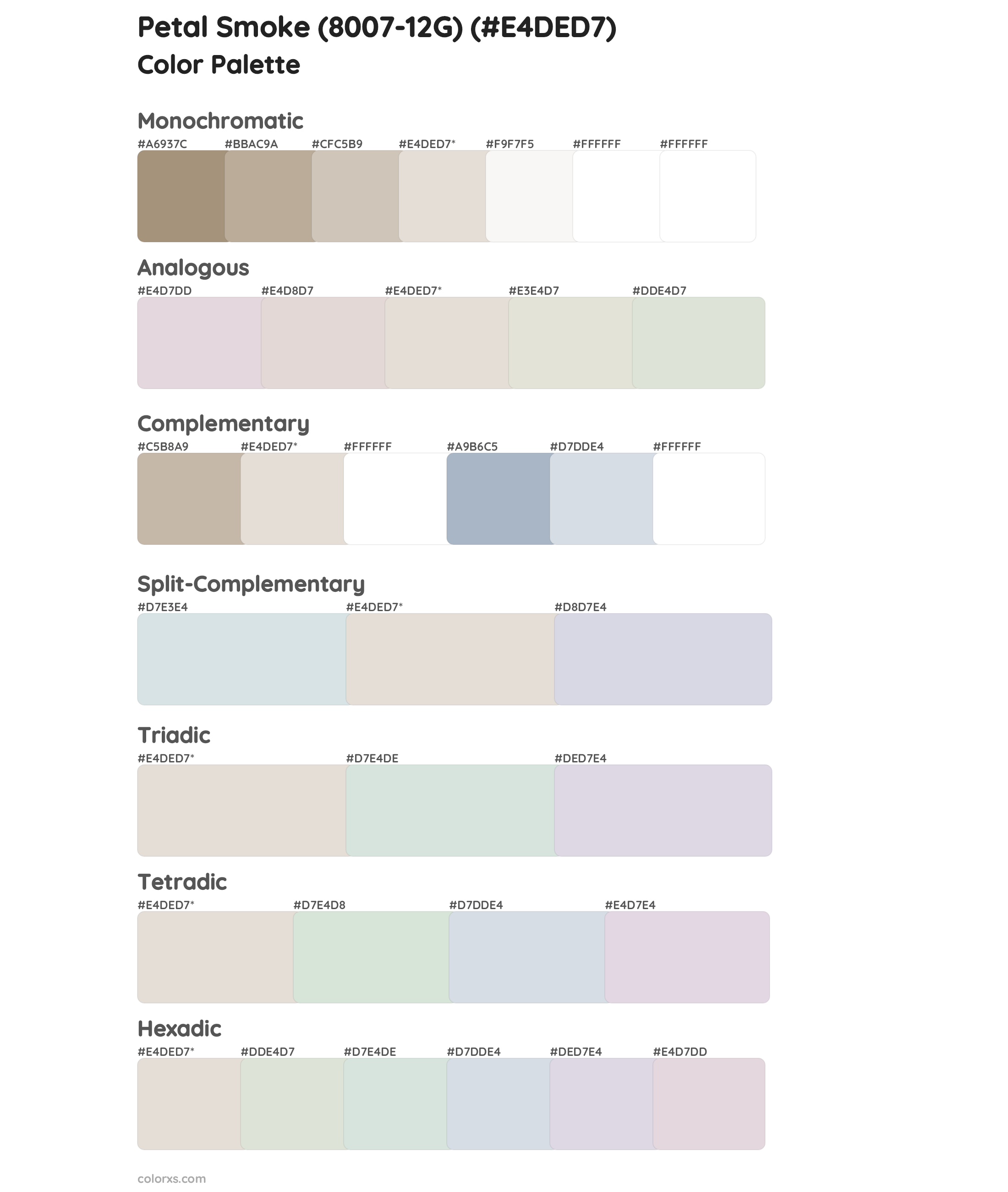 Petal Smoke (8007-12G) Color Scheme Palettes