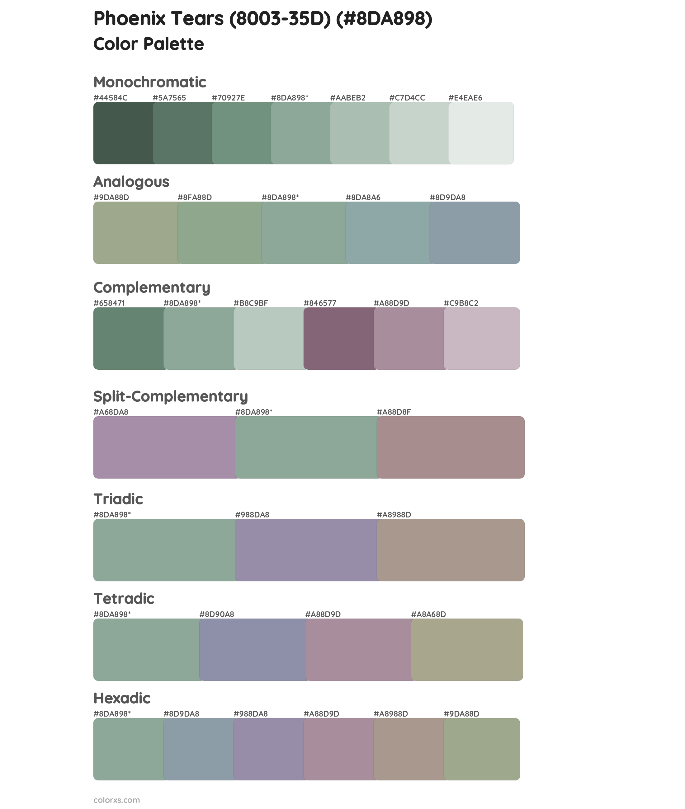 Phoenix Tears (8003-35D) Color Scheme Palettes