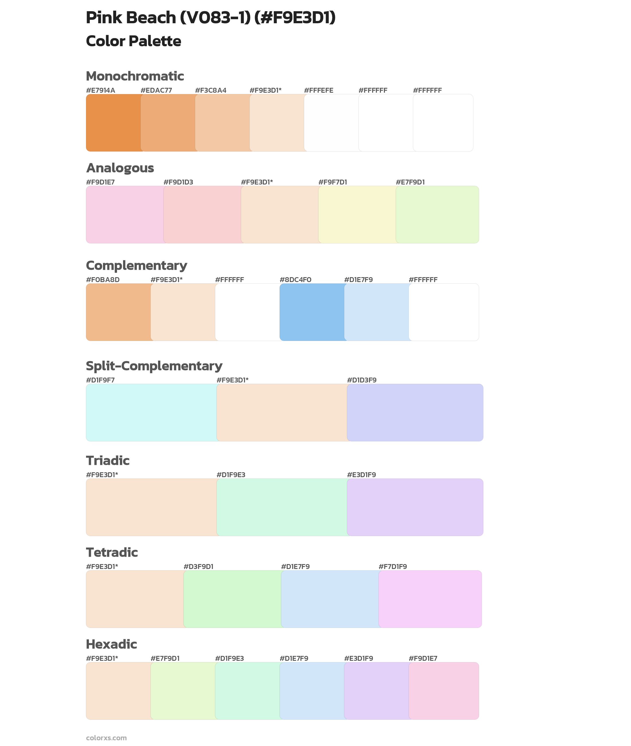 Pink Beach (V083-1) Color Scheme Palettes