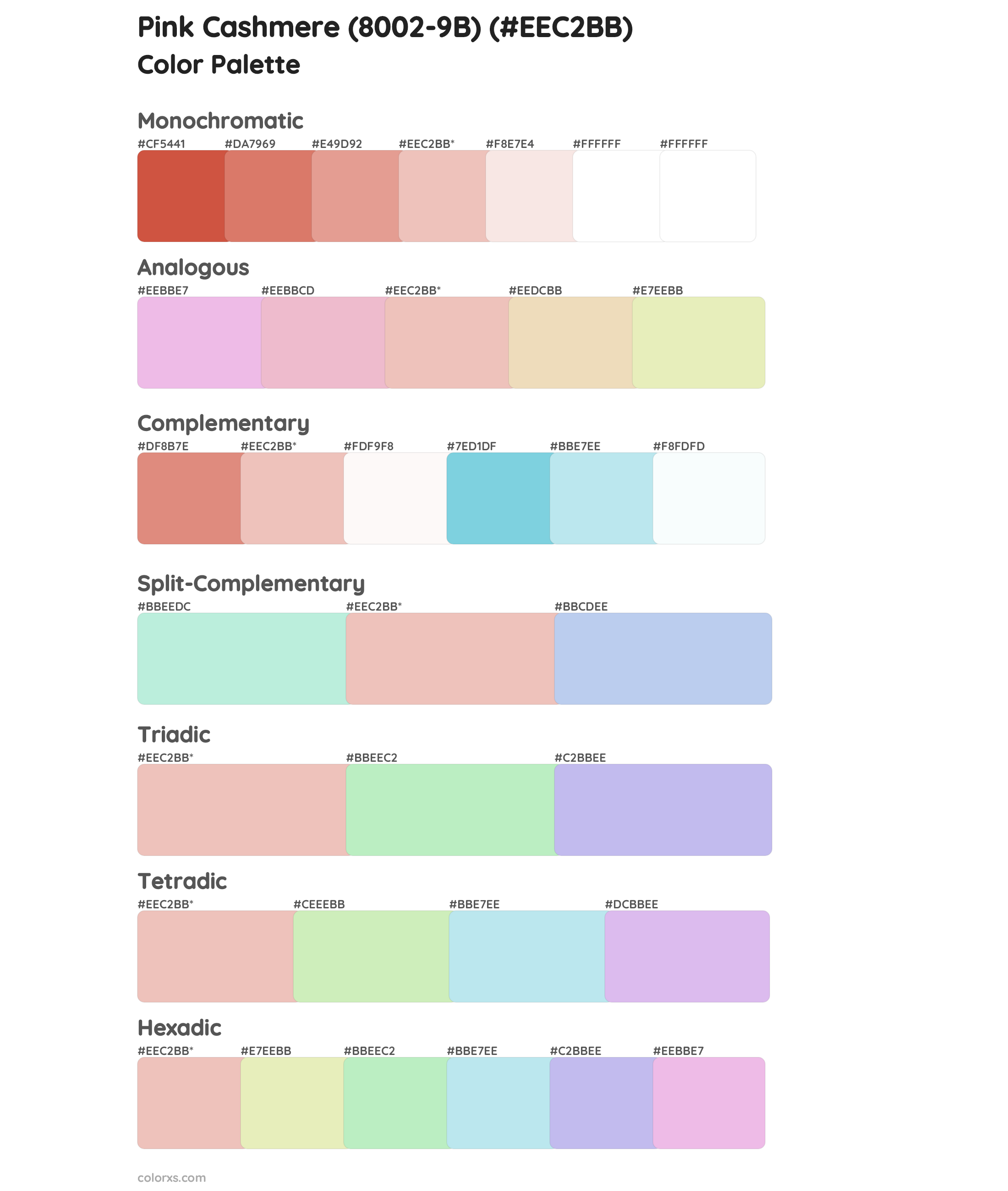 Pink Cashmere (8002-9B) Color Scheme Palettes