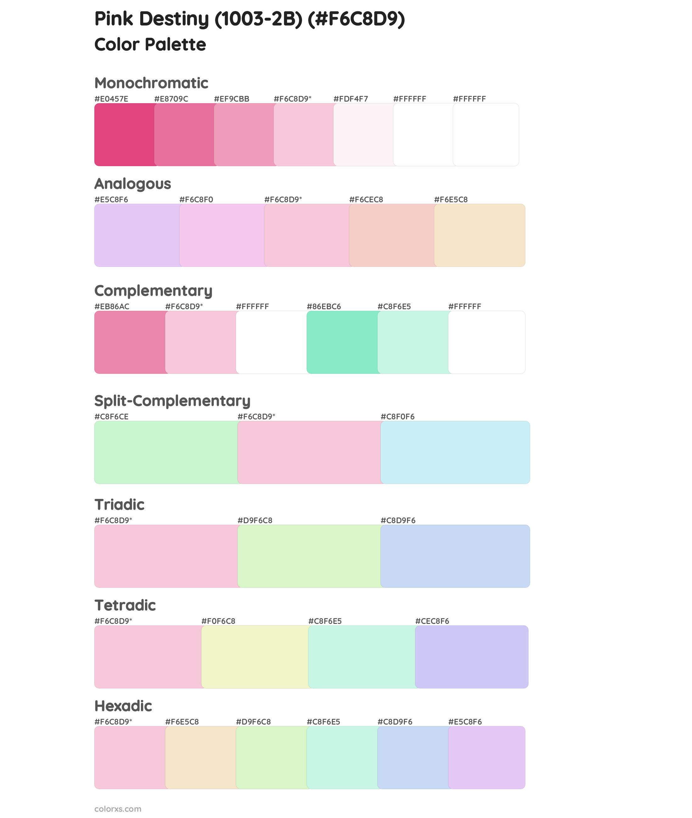 Pink Destiny (1003-2B) Color Scheme Palettes