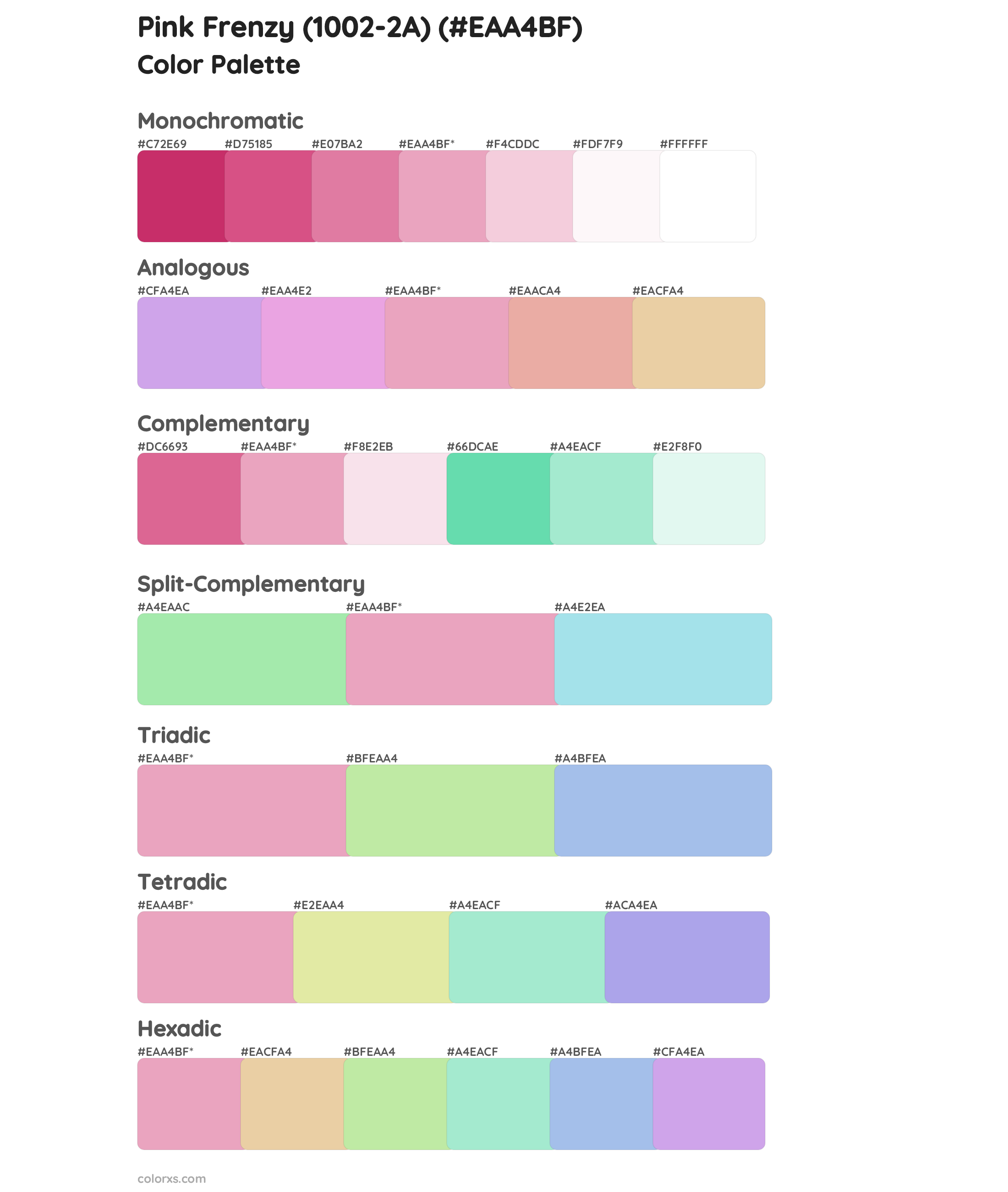 Pink Frenzy (1002-2A) Color Scheme Palettes