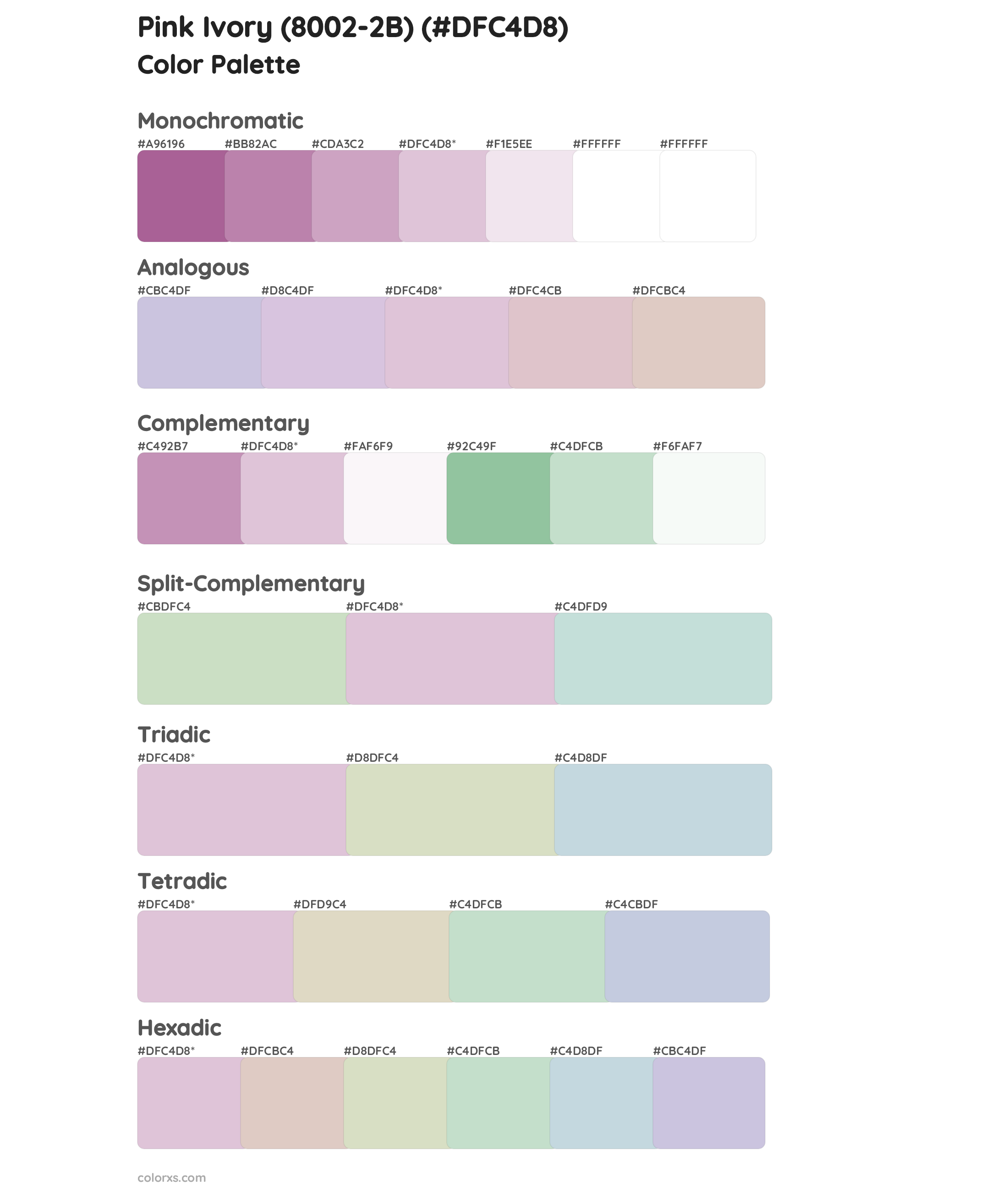 Pink Ivory (8002-2B) Color Scheme Palettes