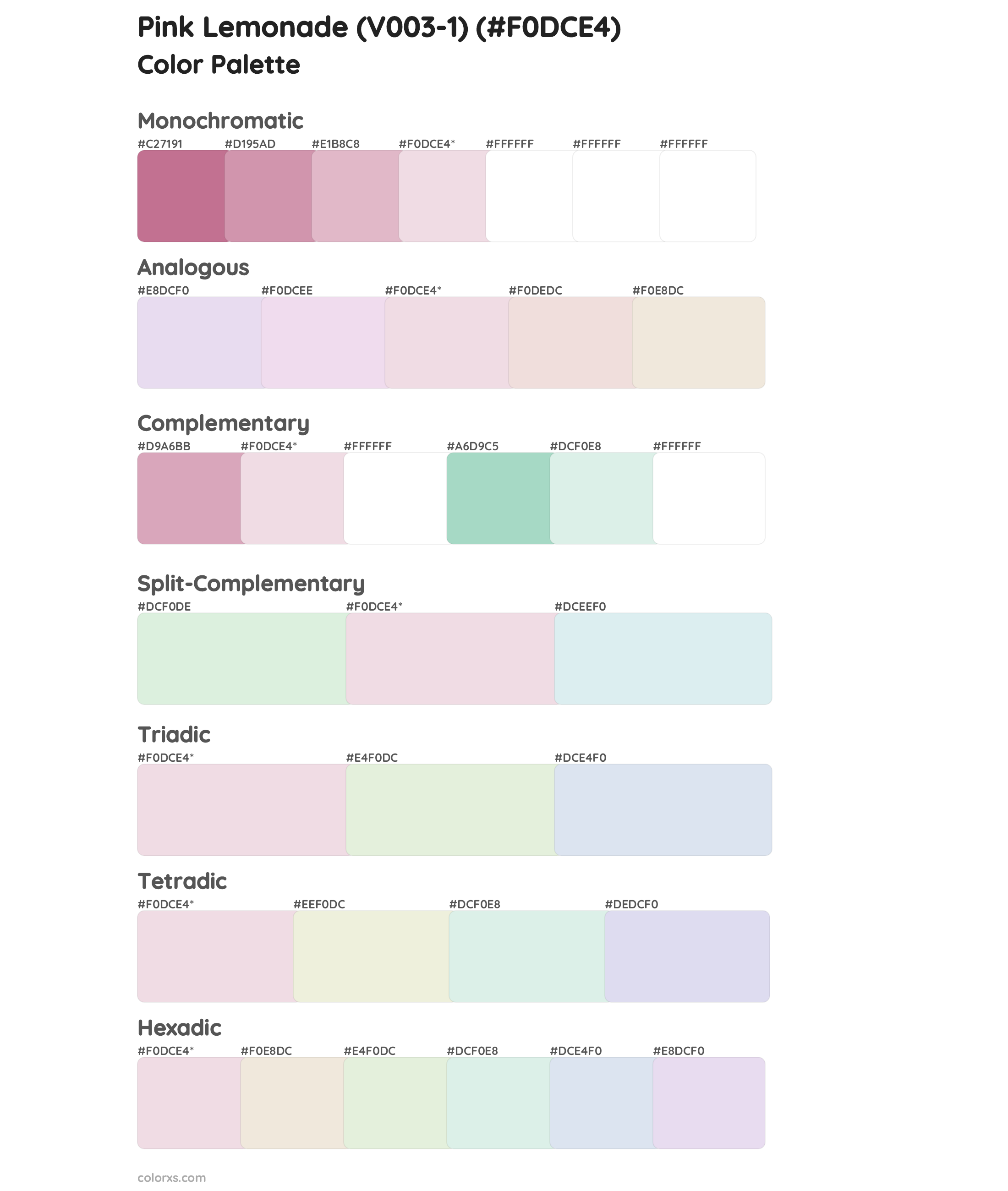 Pink Lemonade (V003-1) Color Scheme Palettes