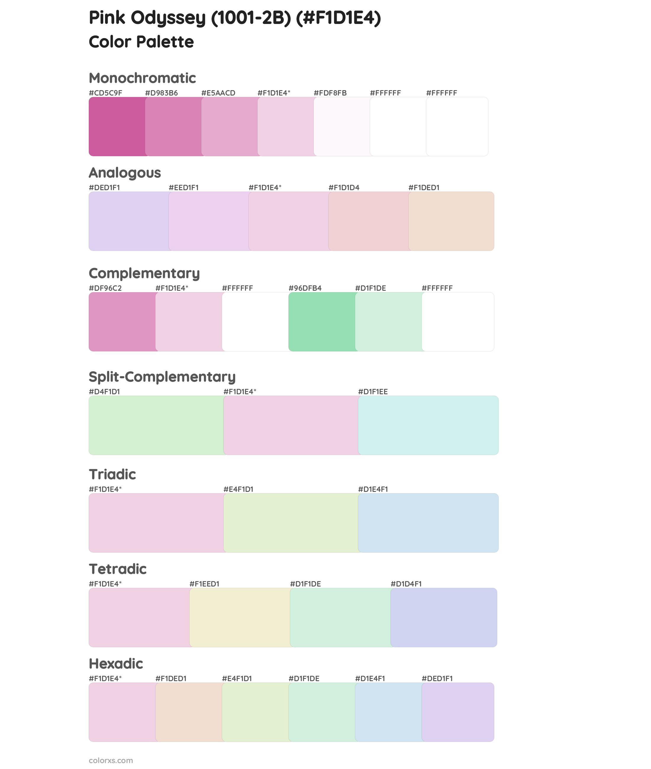 Pink Odyssey (1001-2B) Color Scheme Palettes