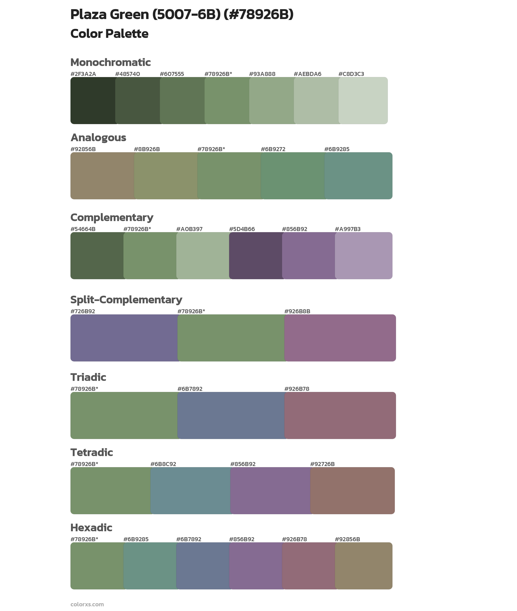 Plaza Green (5007-6B) Color Scheme Palettes