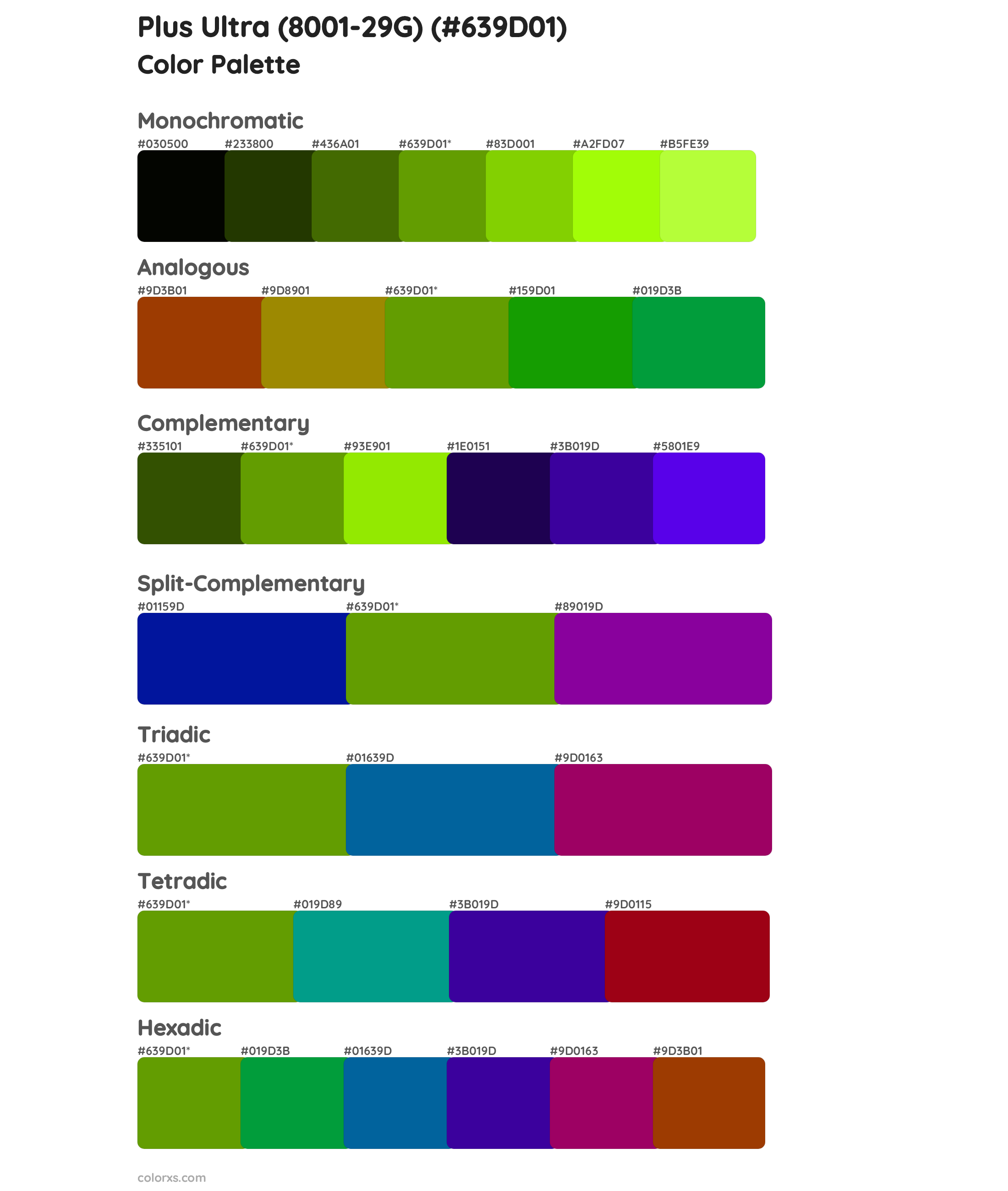 Plus Ultra (8001-29G) Color Scheme Palettes