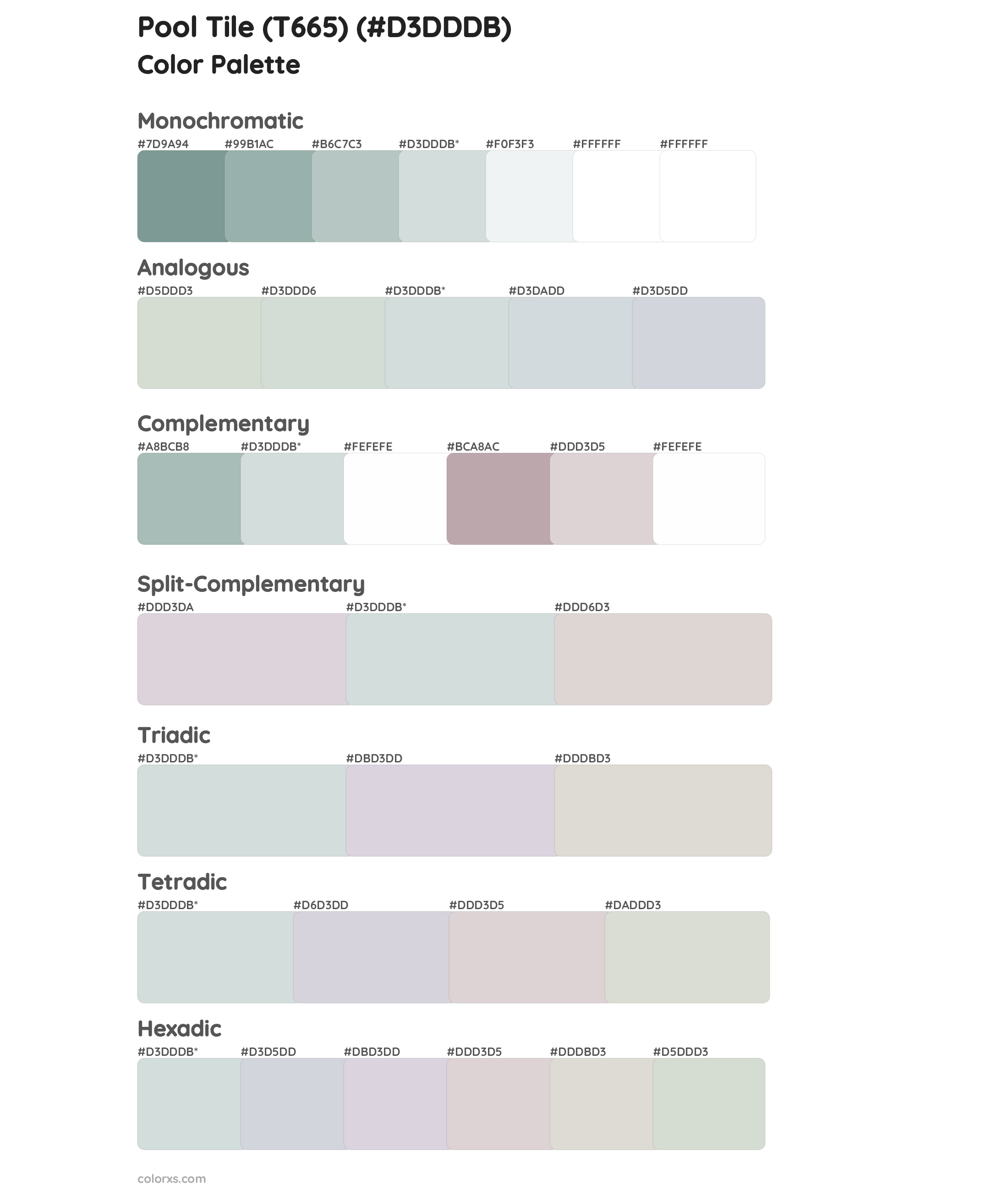 Pool Tile (T665) Color Scheme Palettes