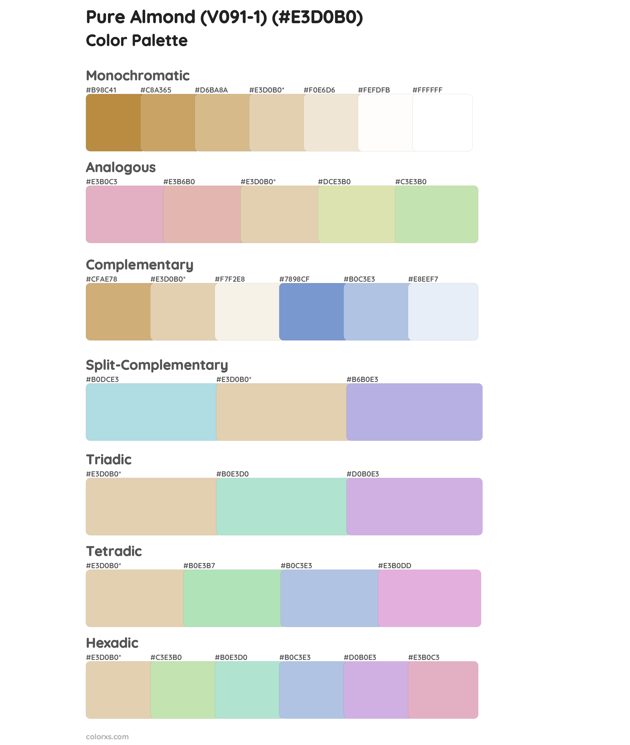 Pure Almond (V091-1) Color Scheme Palettes