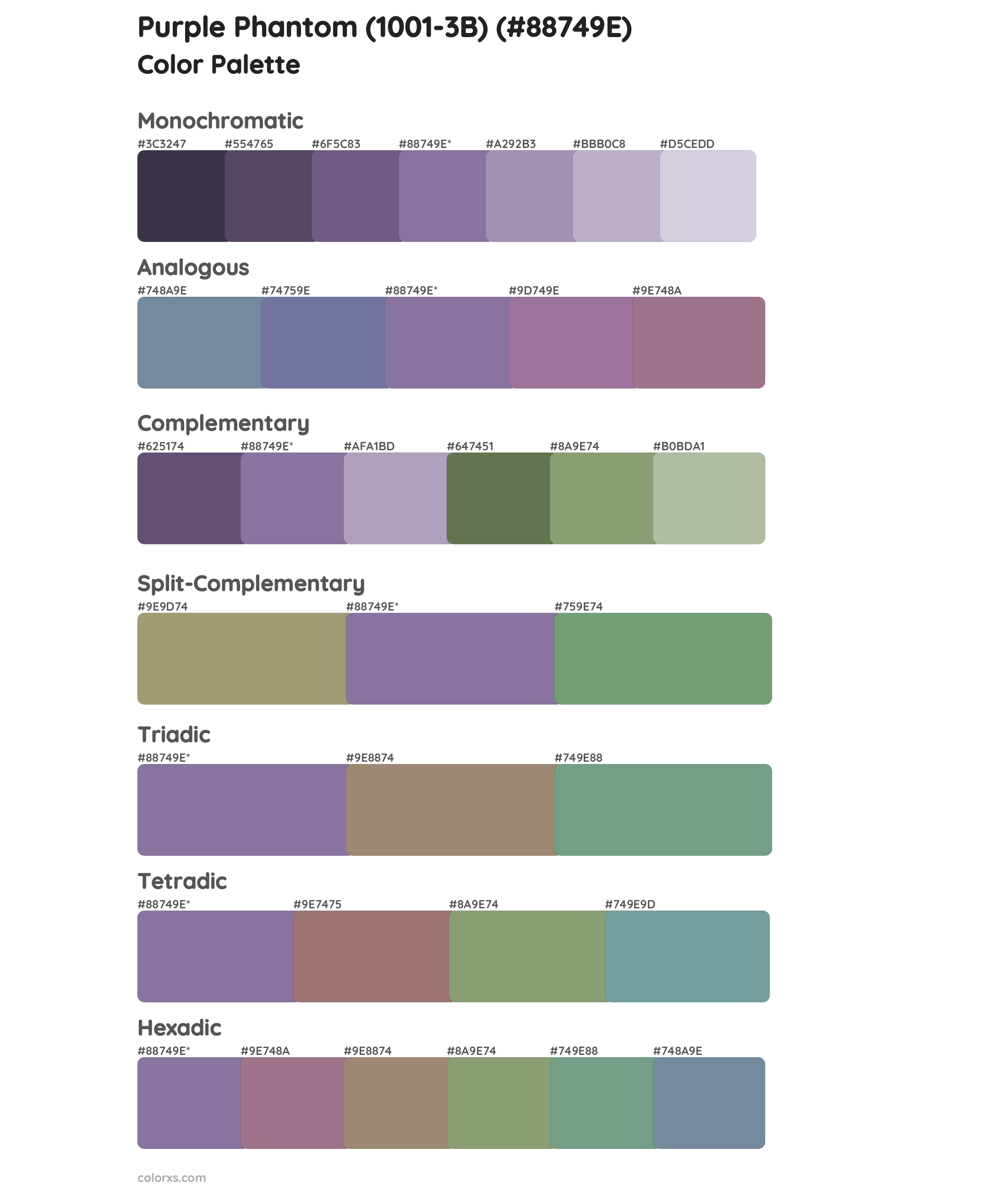 Purple Phantom (1001-3B) Color Scheme Palettes