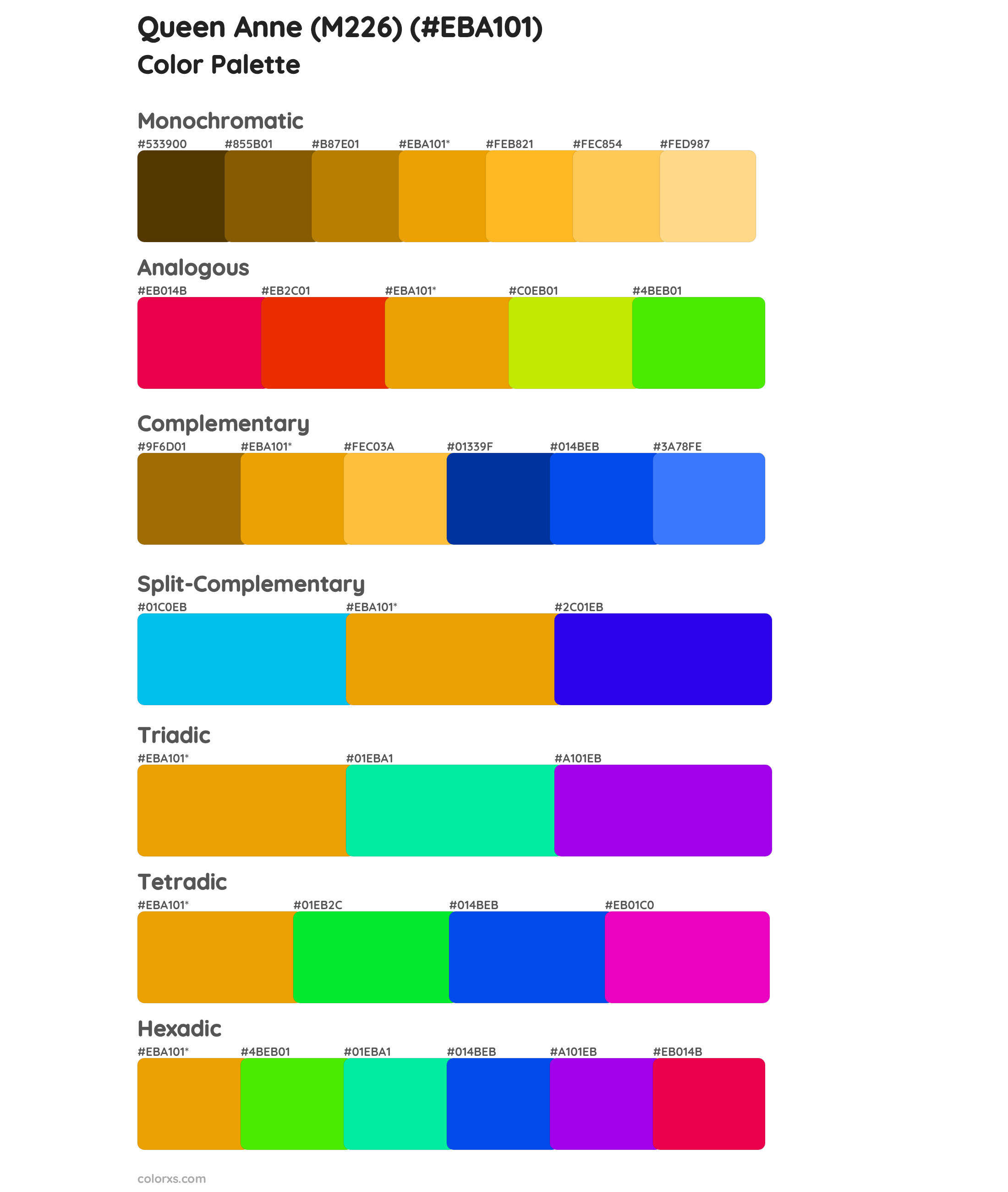 Queen Anne (M226) Color Scheme Palettes