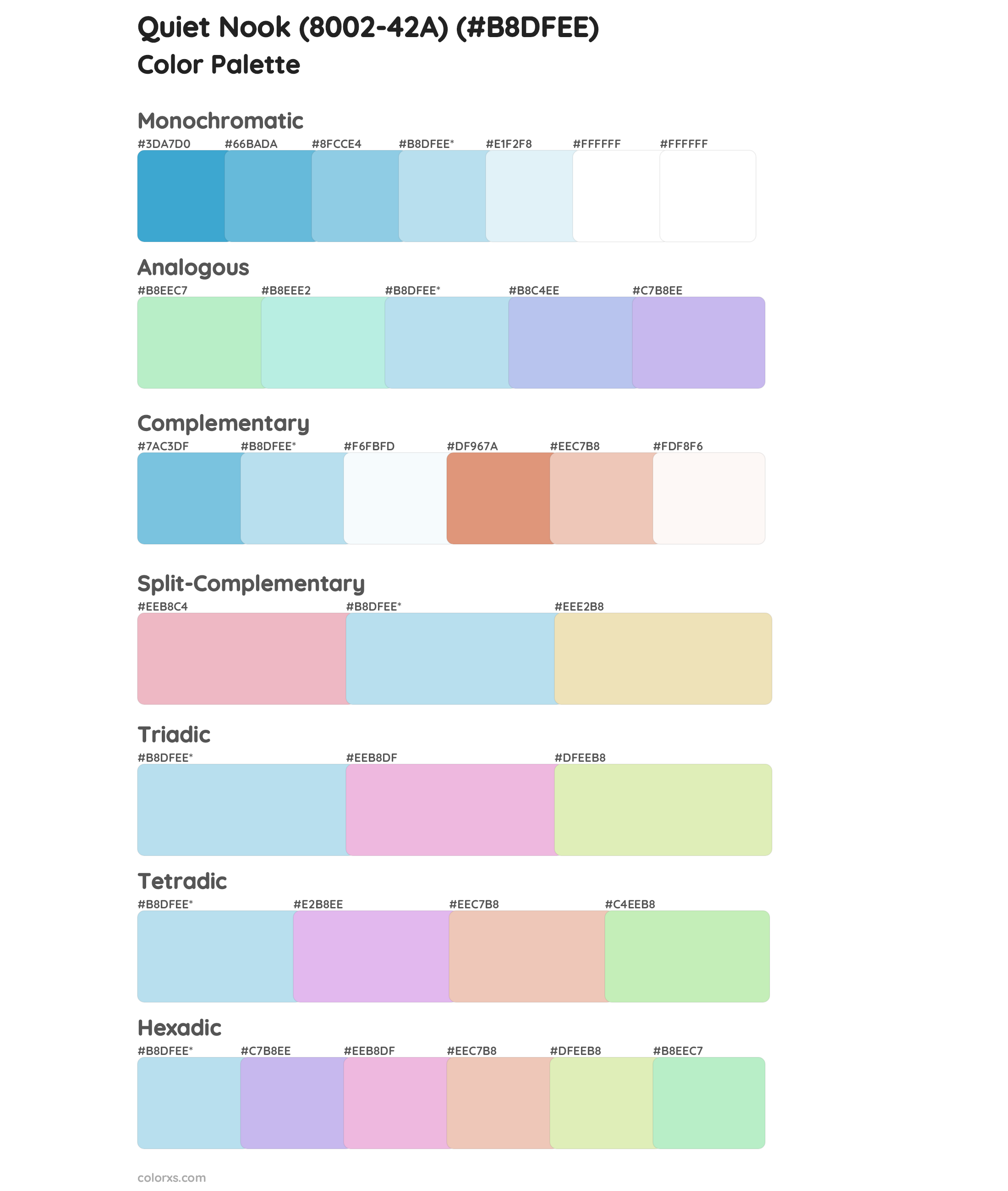 Quiet Nook (8002-42A) Color Scheme Palettes