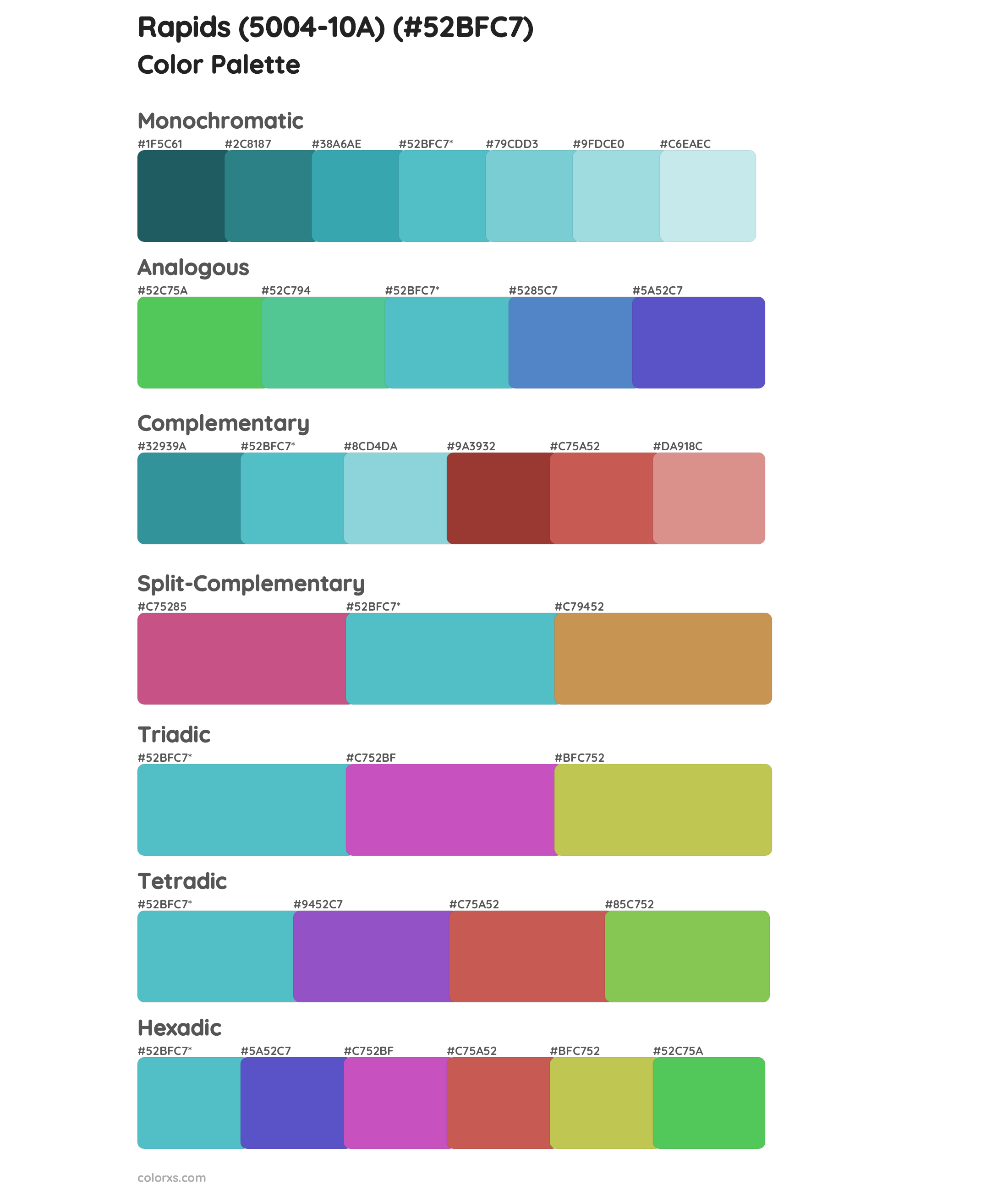 Rapids (5004-10A) Color Scheme Palettes