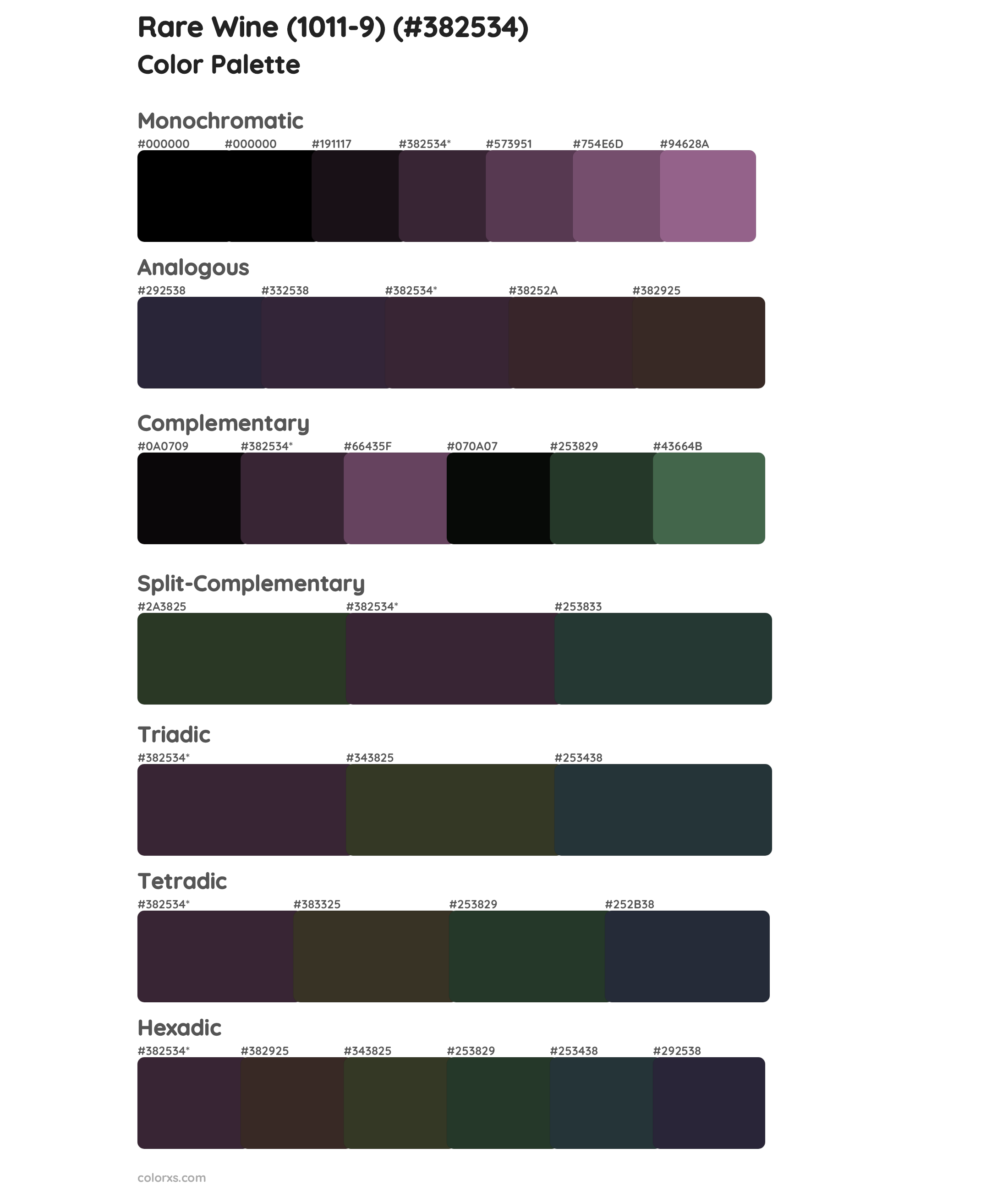 Rare Wine (1011-9) Color Scheme Palettes