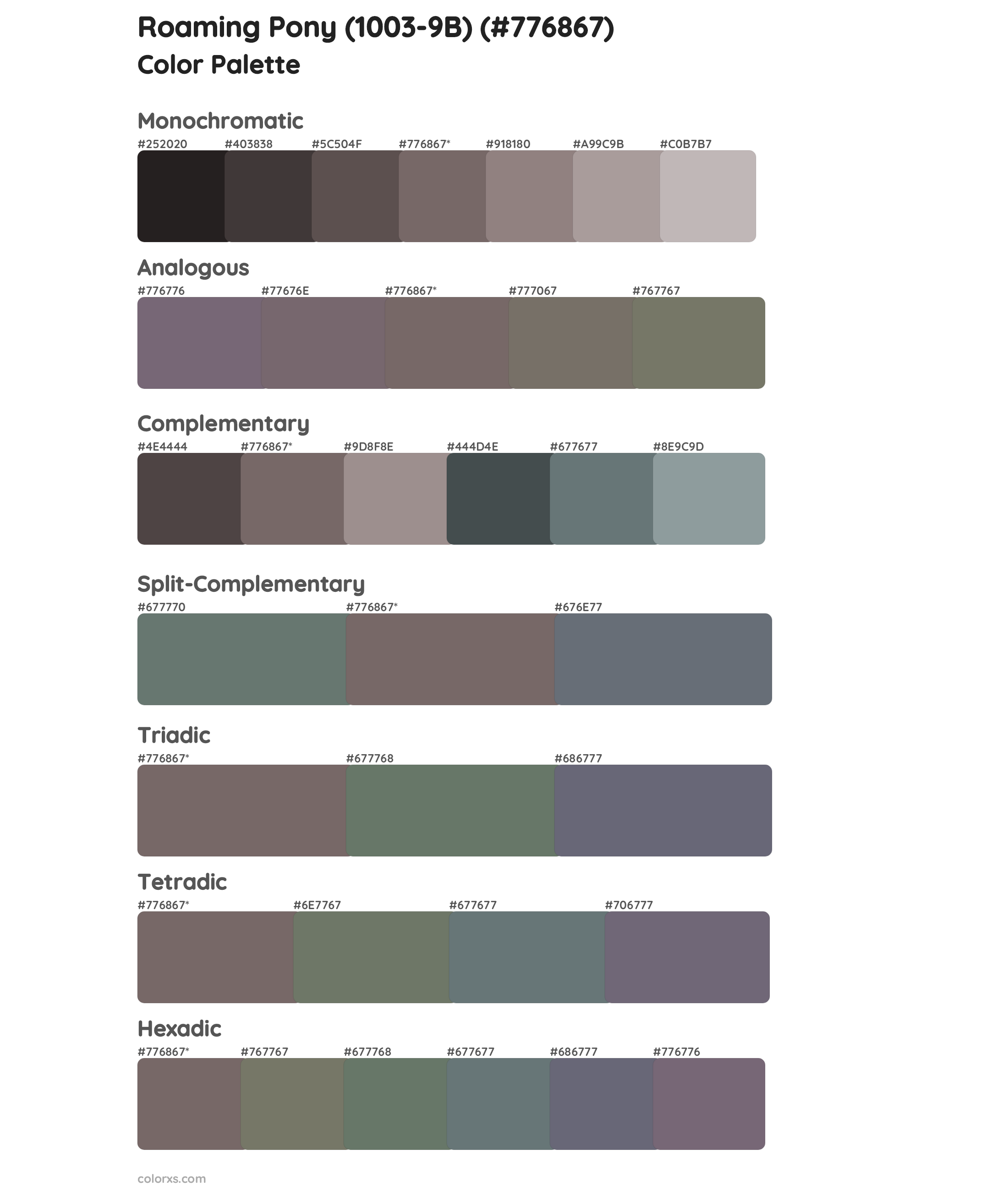 Roaming Pony (1003-9B) Color Scheme Palettes