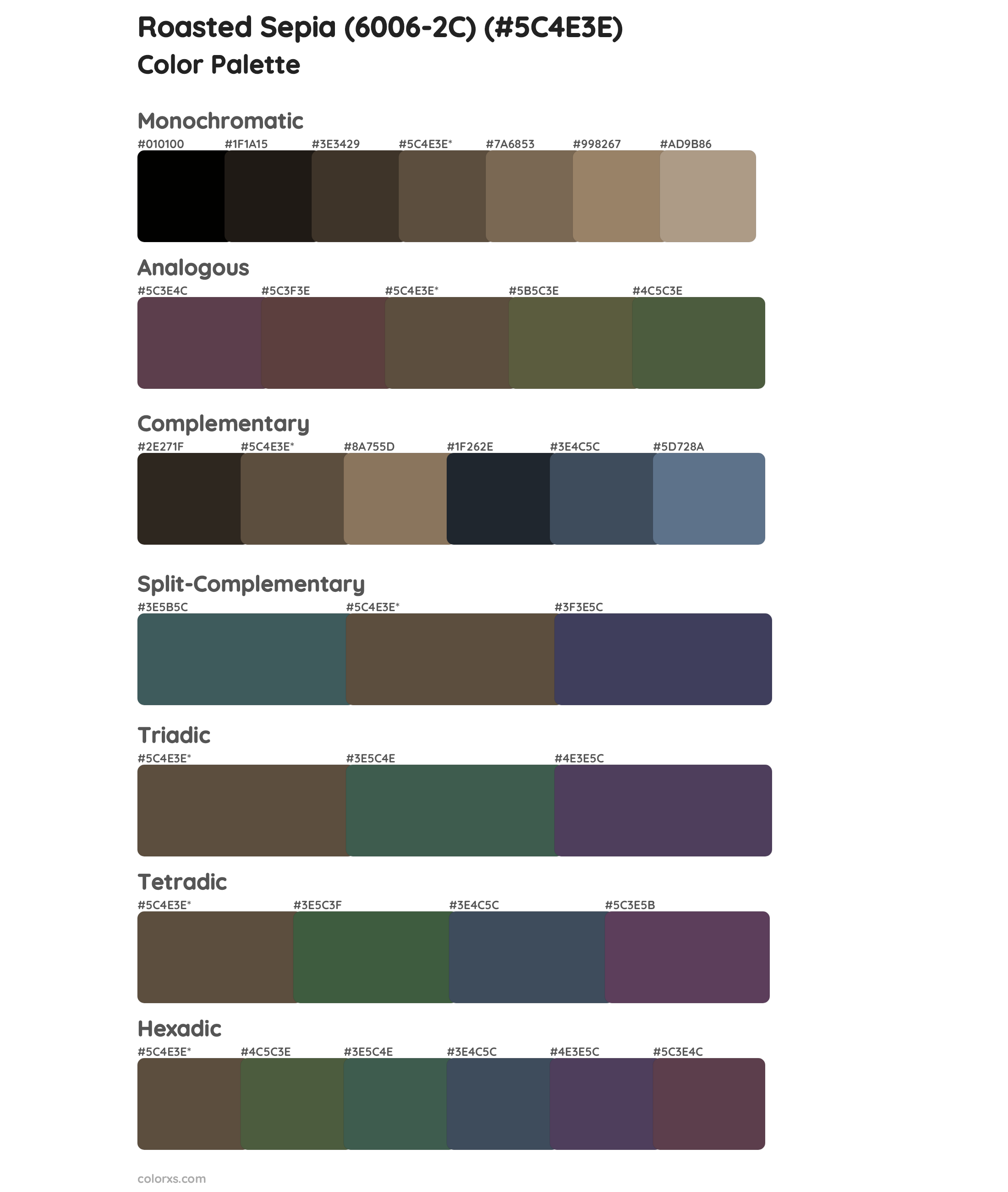 Roasted Sepia (6006-2C) Color Scheme Palettes