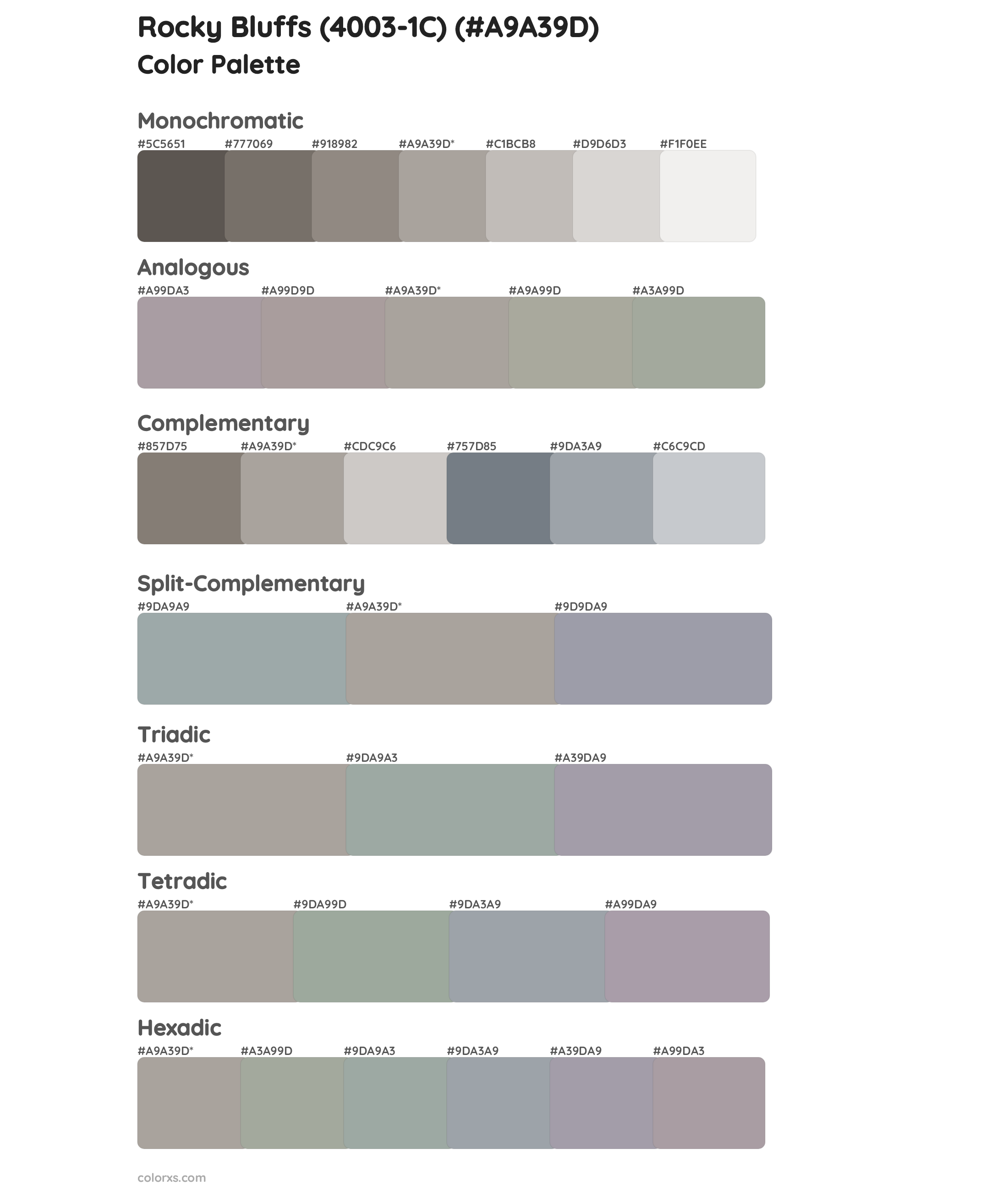 Rocky Bluffs (4003-1C) Color Scheme Palettes