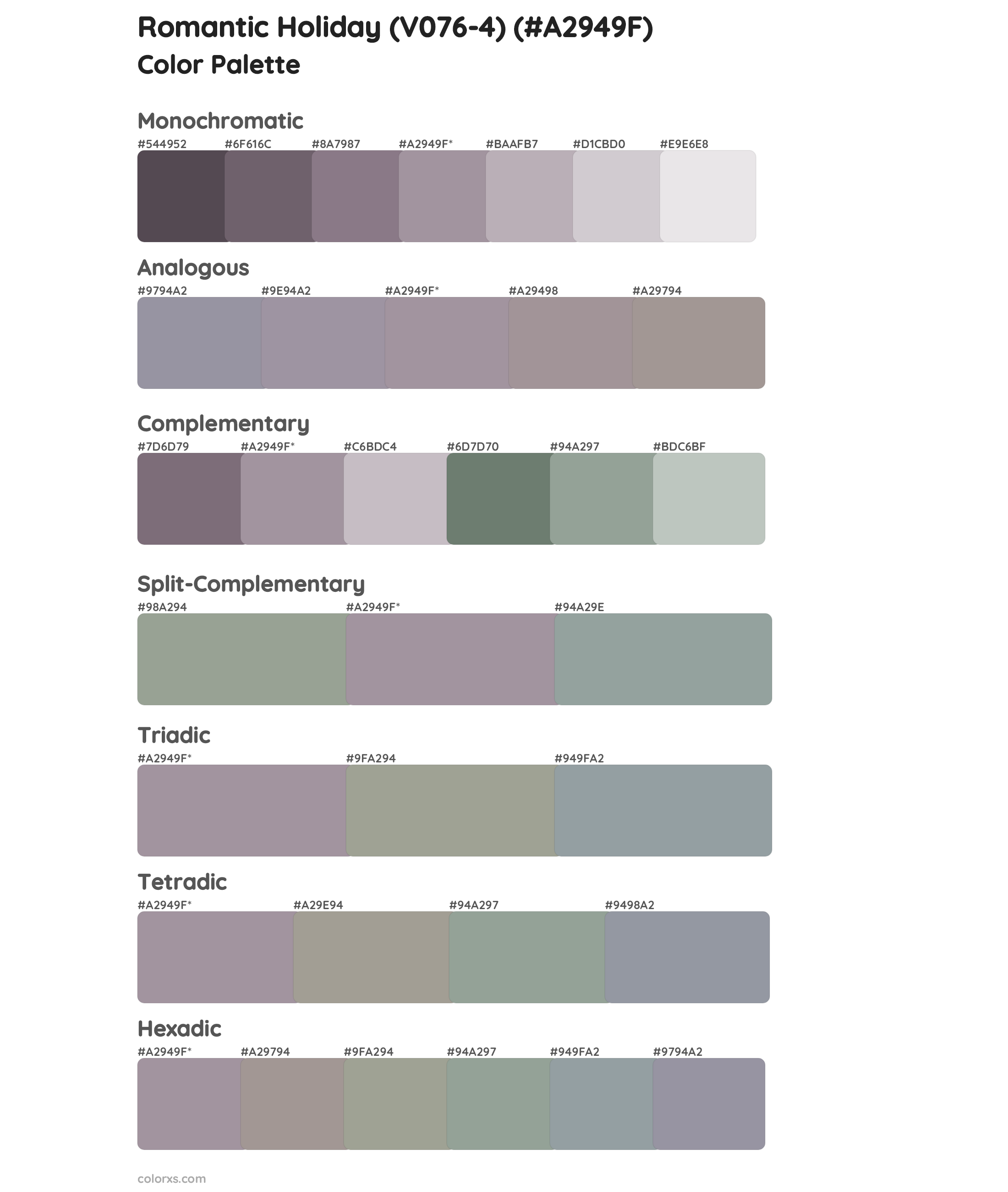 Romantic Holiday (V076-4) Color Scheme Palettes