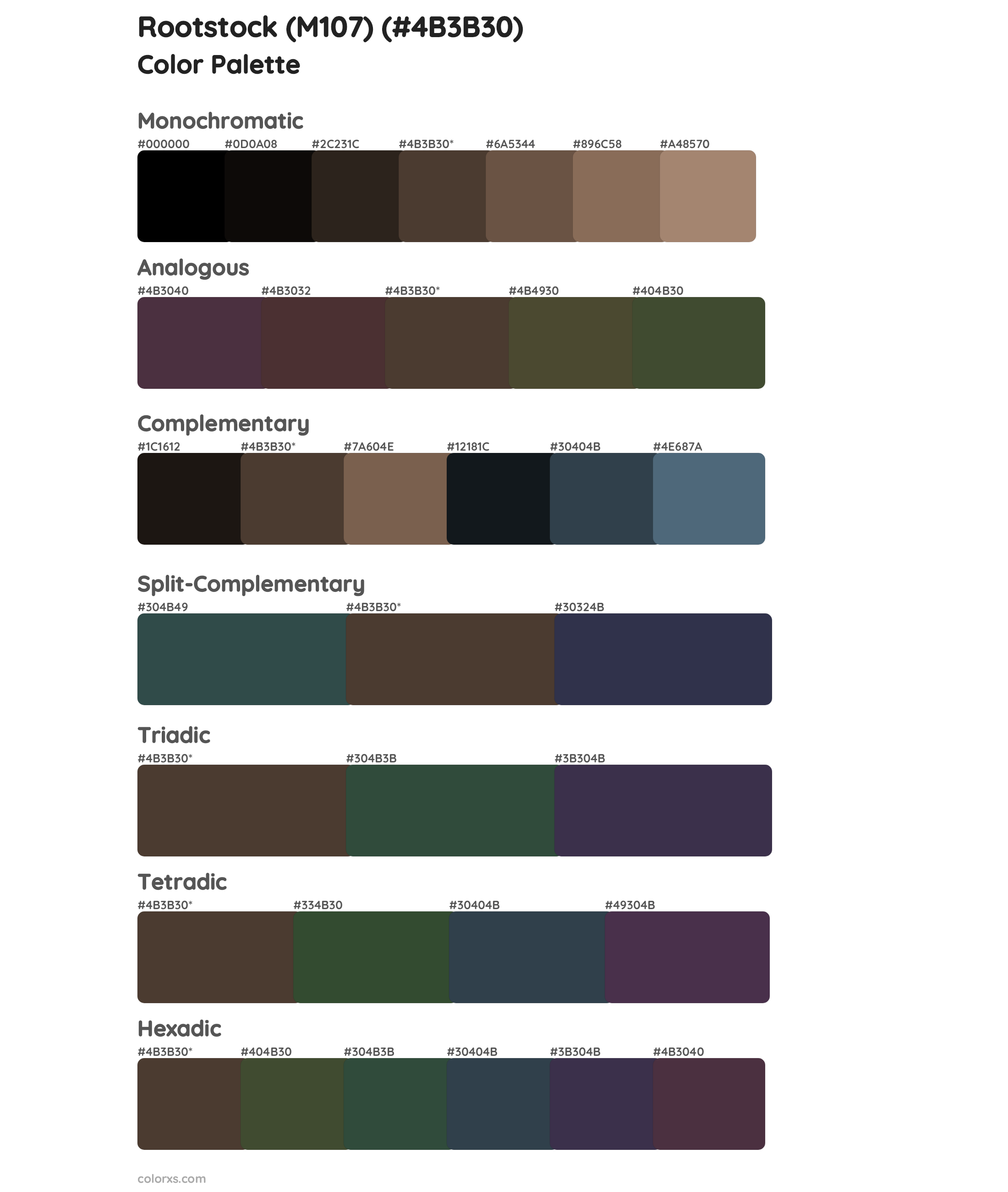 Rootstock (M107) Color Scheme Palettes