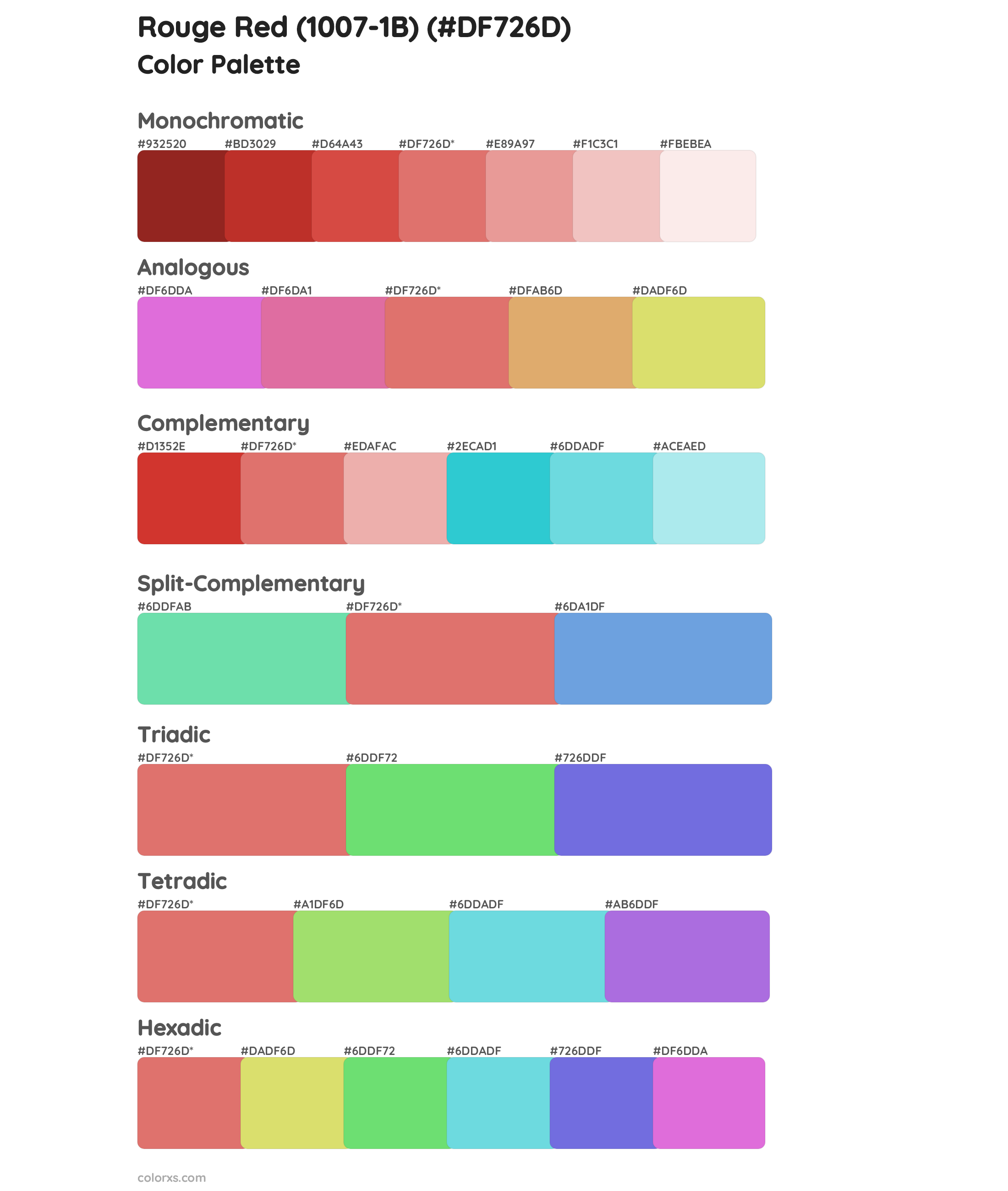 Rouge Red (1007-1B) Color Scheme Palettes