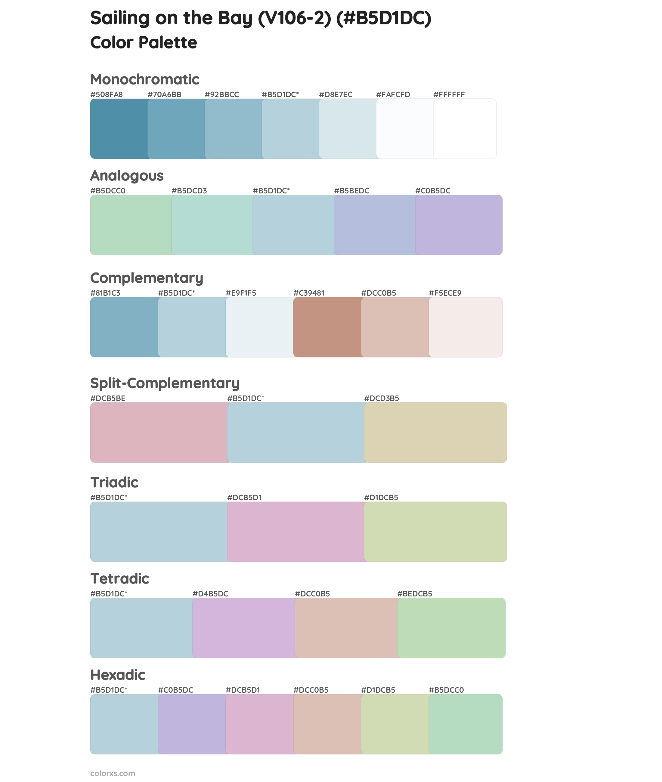 Sailing on the Bay (V106-2) Color Scheme Palettes