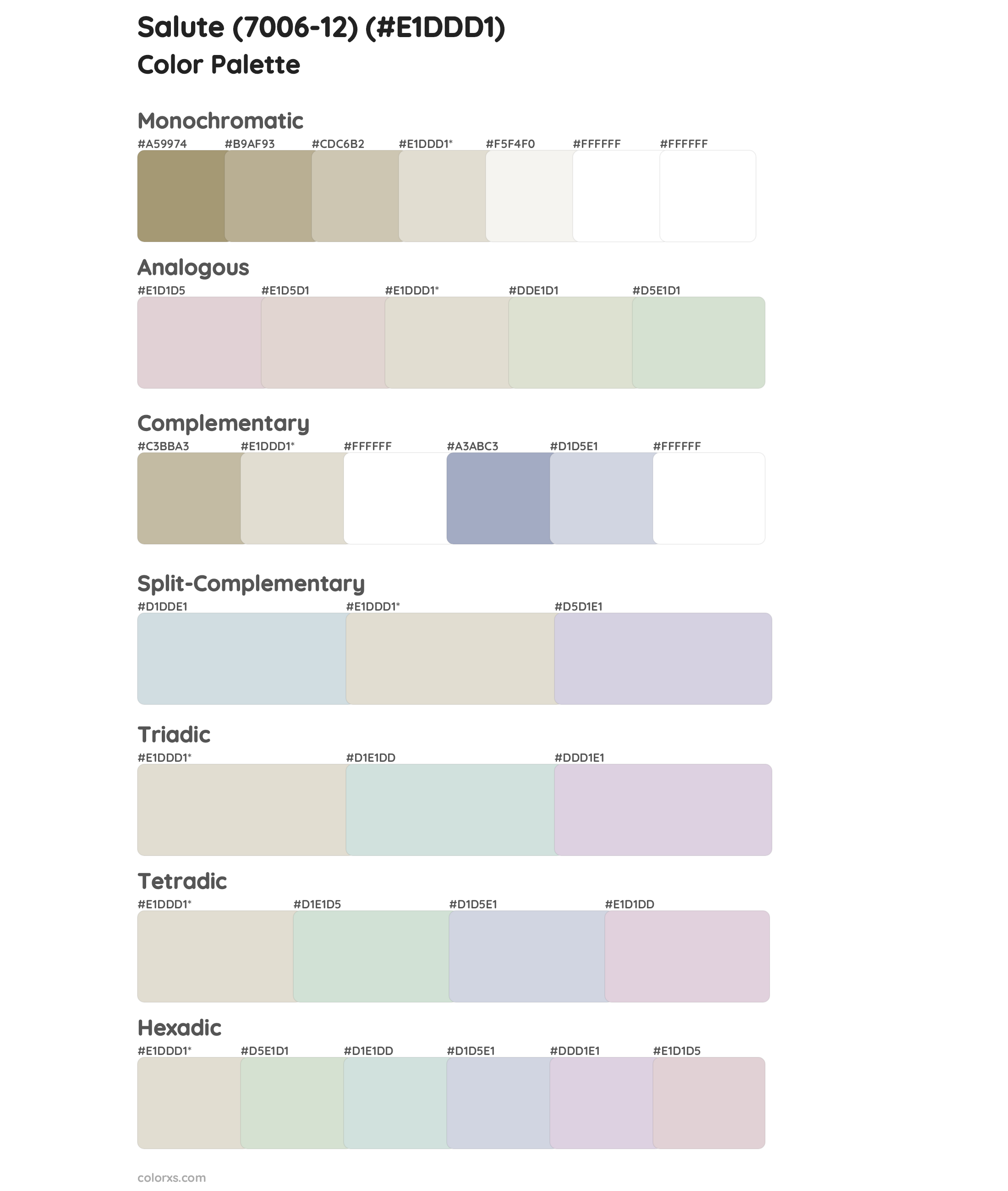 Salute (7006-12) Color Scheme Palettes