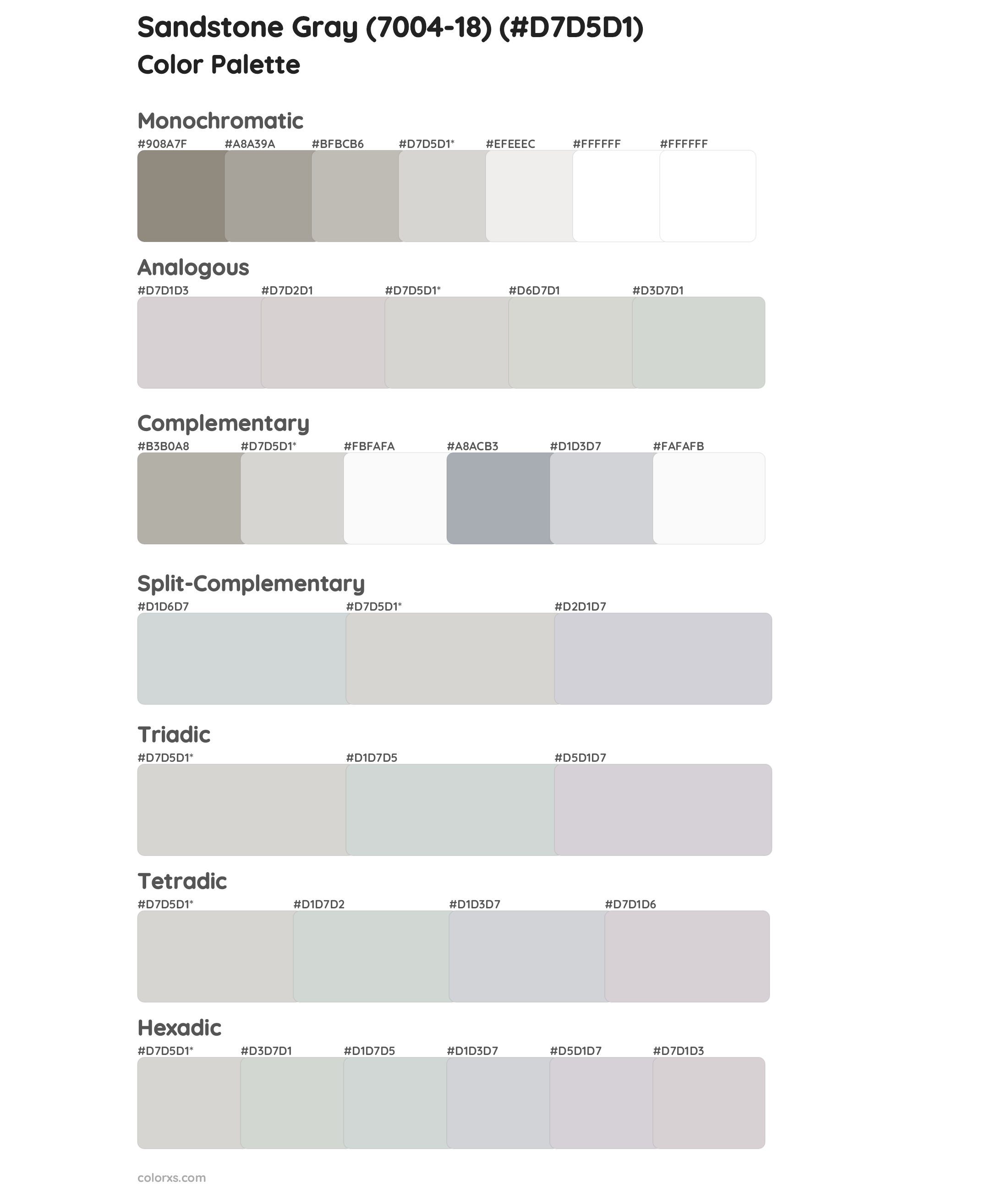 Sandstone Gray (7004-18) Color Scheme Palettes