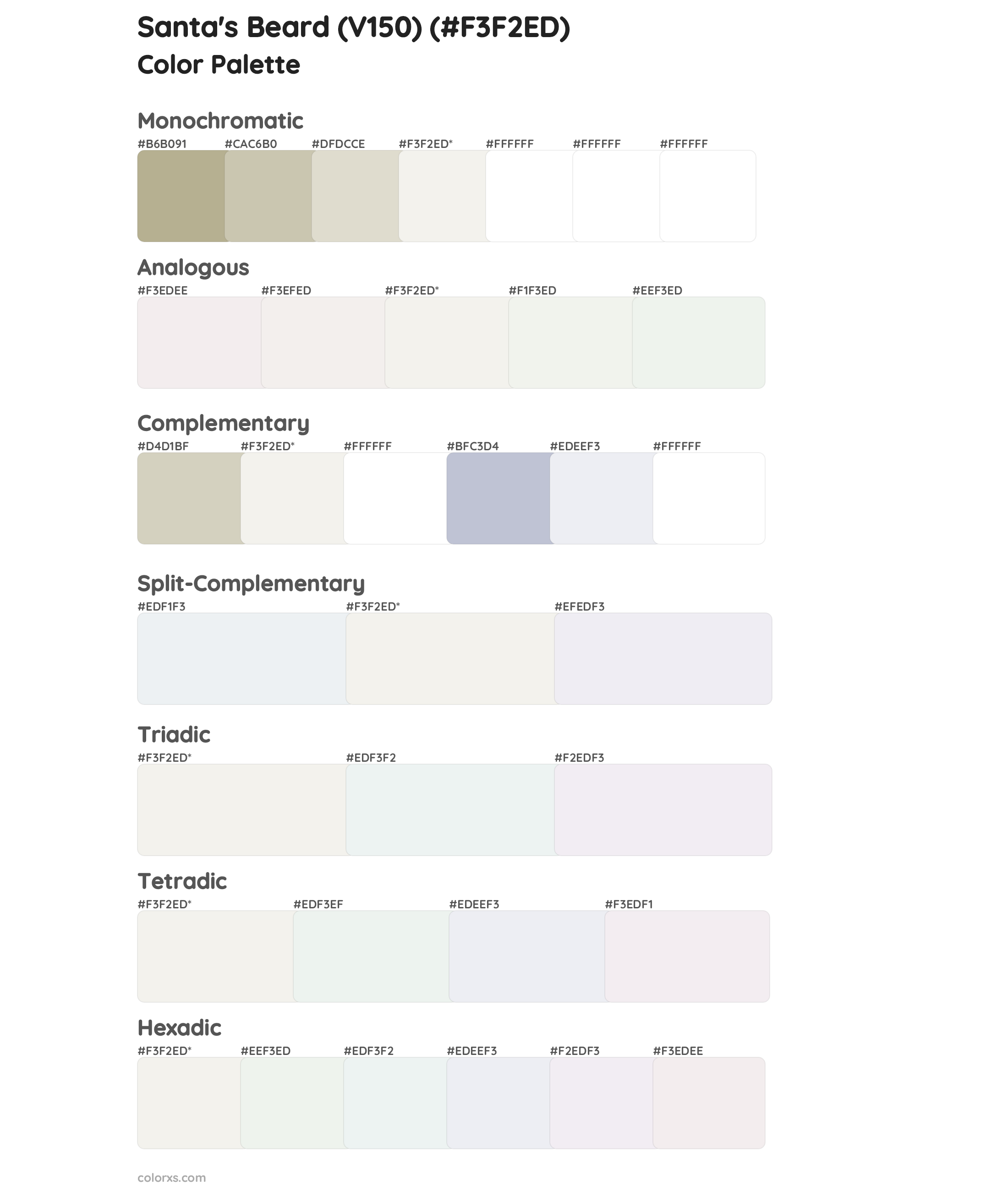 Santa's Beard (V150) Color Scheme Palettes