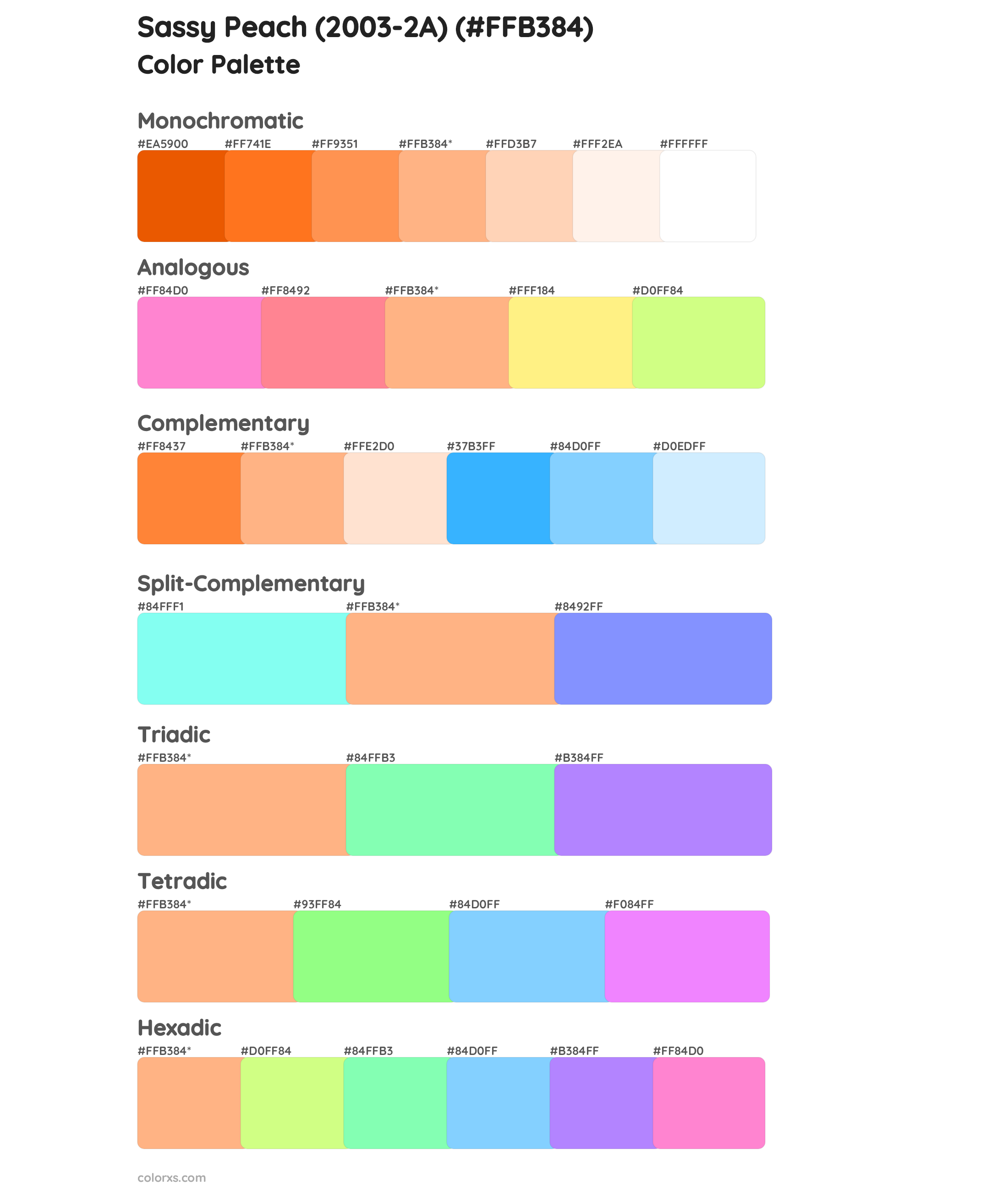 Sassy Peach (2003-2A) Color Scheme Palettes