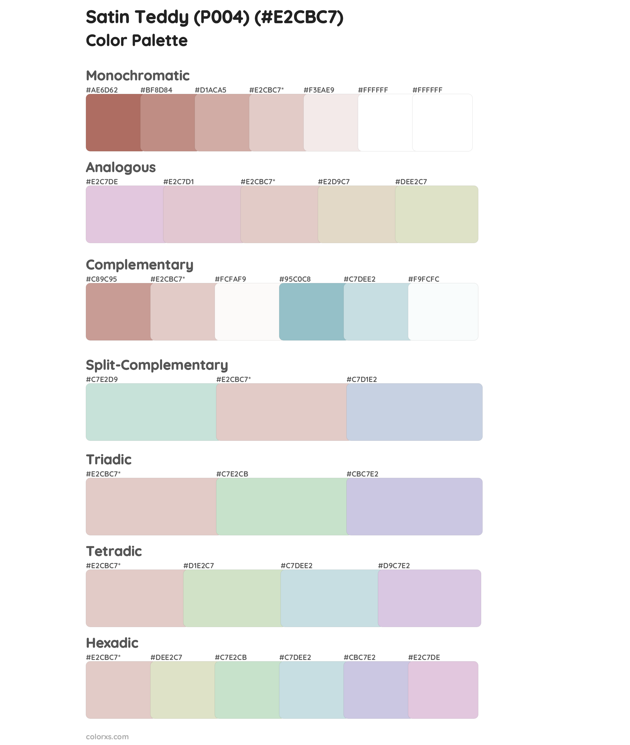 Satin Teddy (P004) Color Scheme Palettes