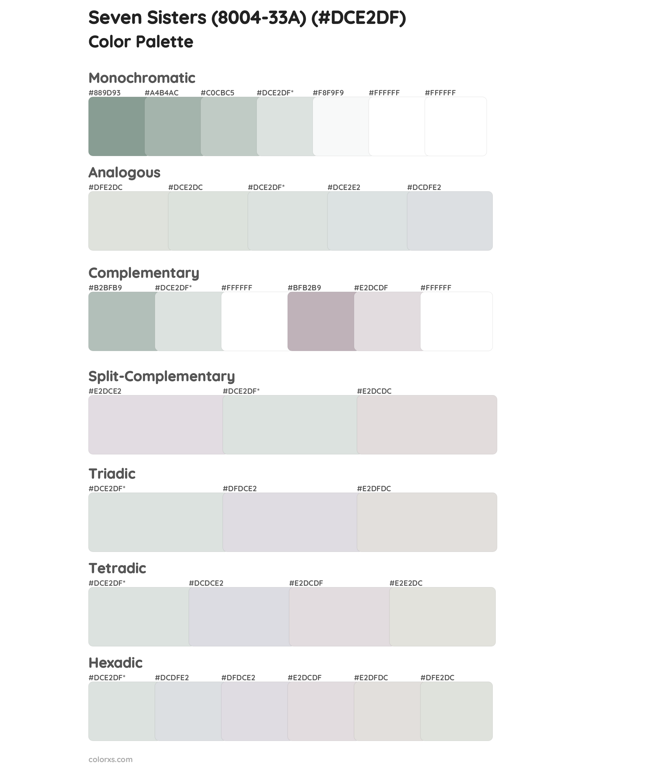 Seven Sisters (8004-33A) Color Scheme Palettes