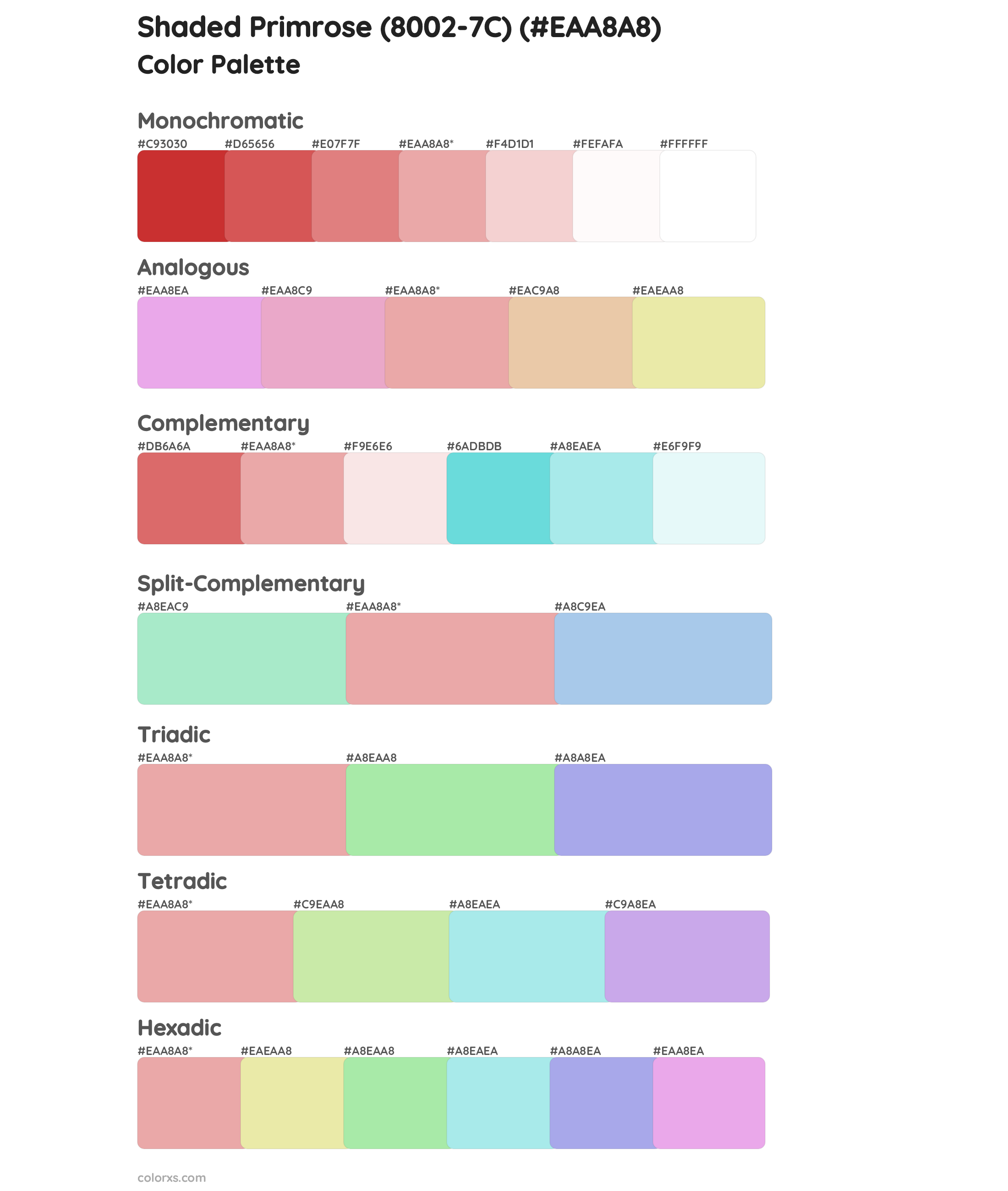 Shaded Primrose (8002-7C) Color Scheme Palettes