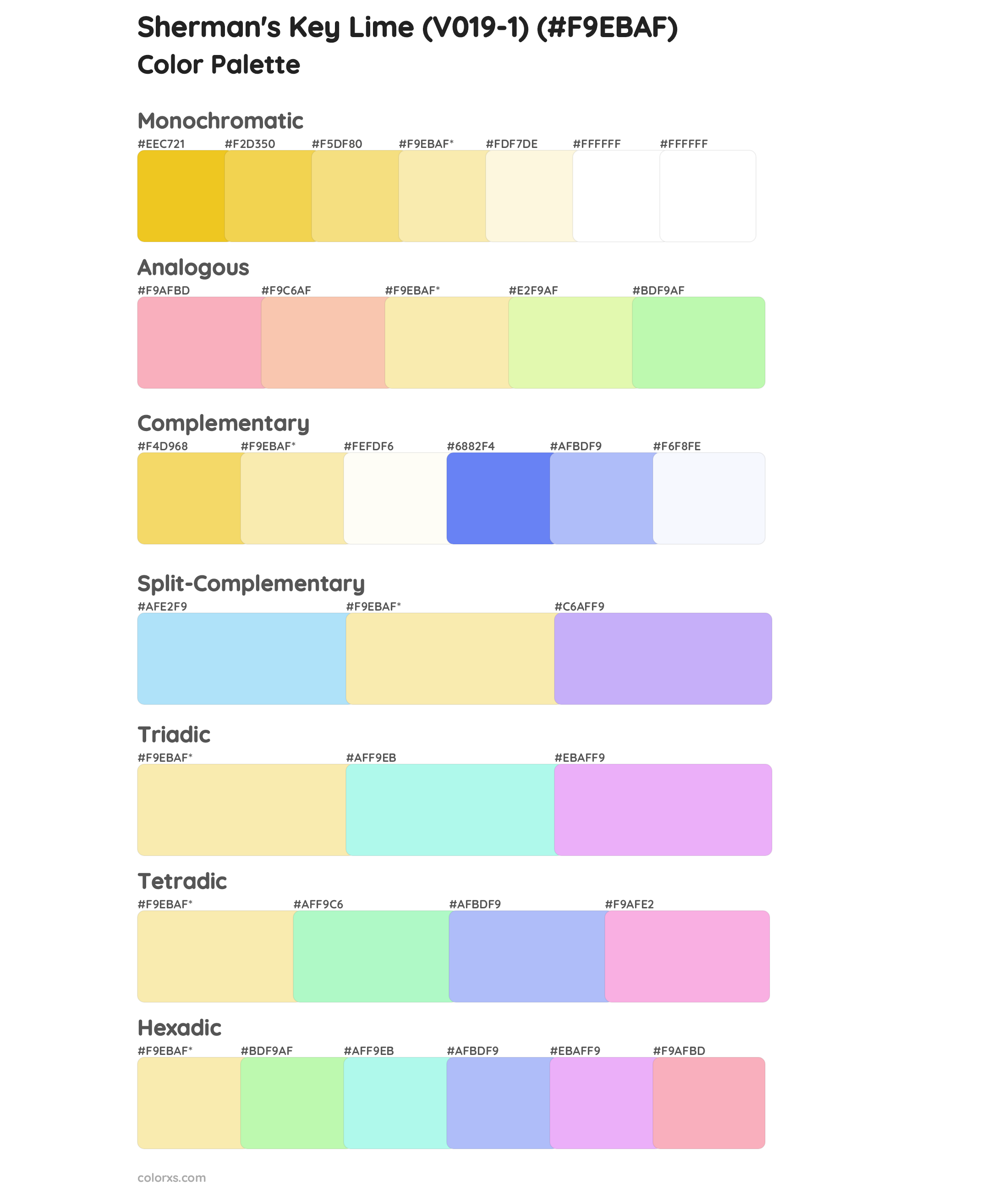 Sherman's Key Lime (V019-1) Color Scheme Palettes