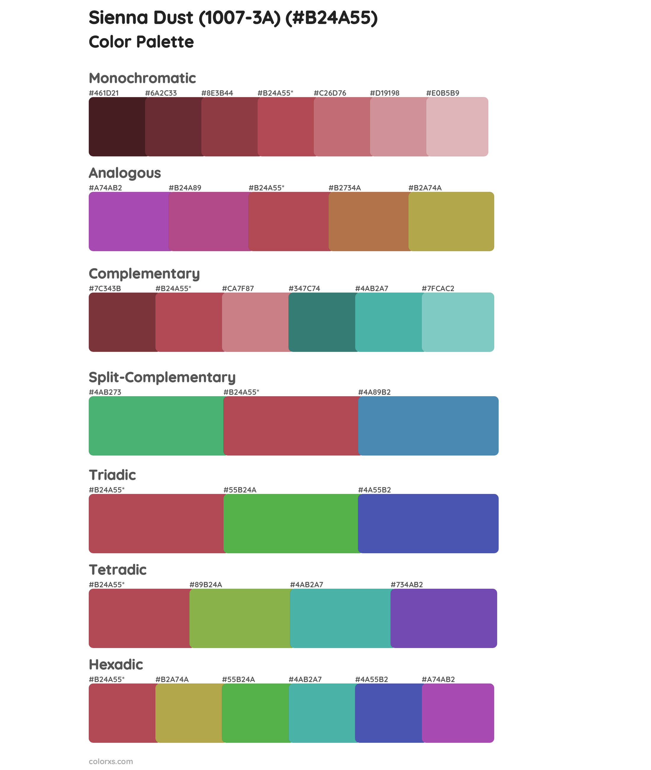 Sienna Dust (1007-3A) Color Scheme Palettes