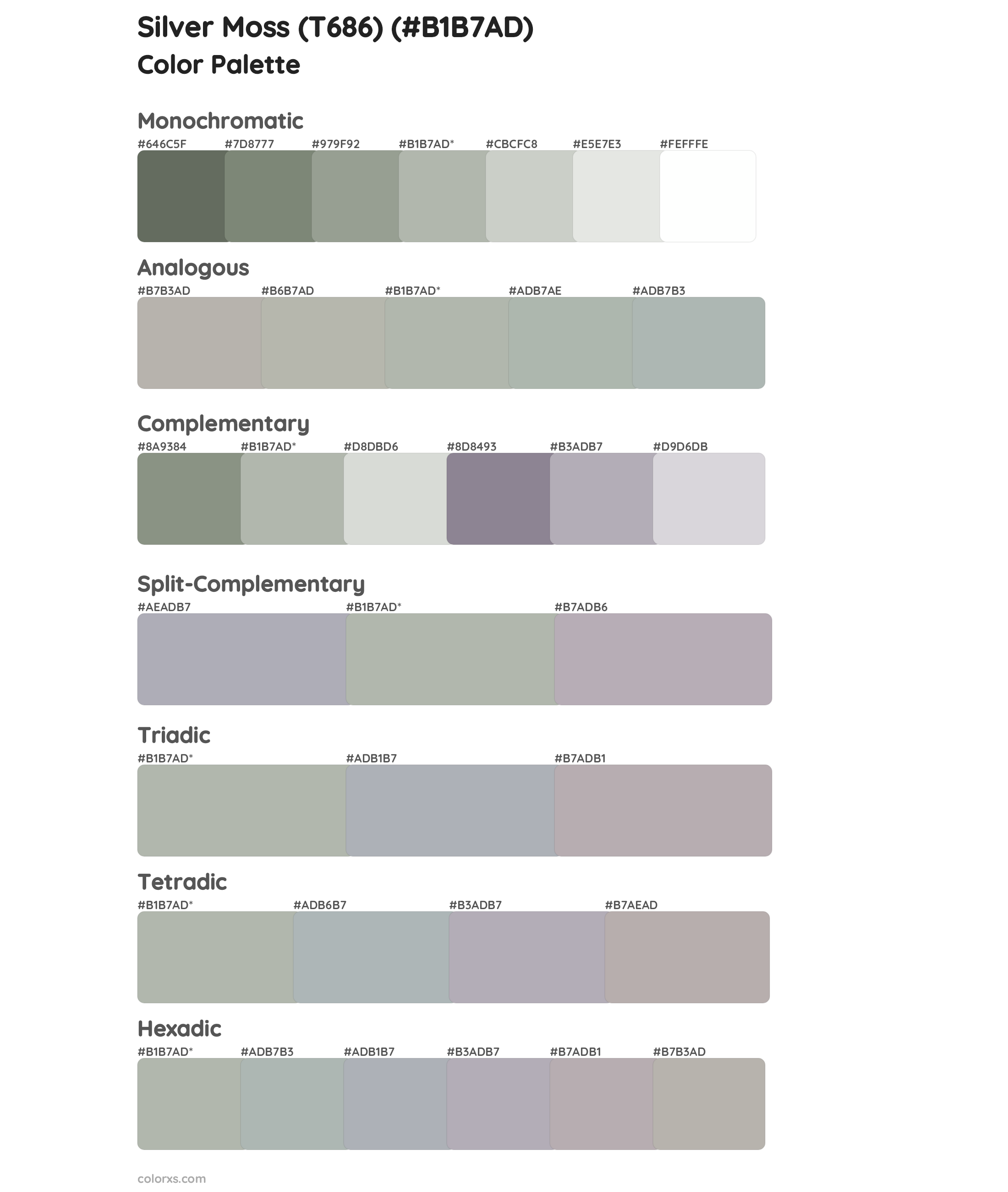 Silver Moss (T686) Color Scheme Palettes