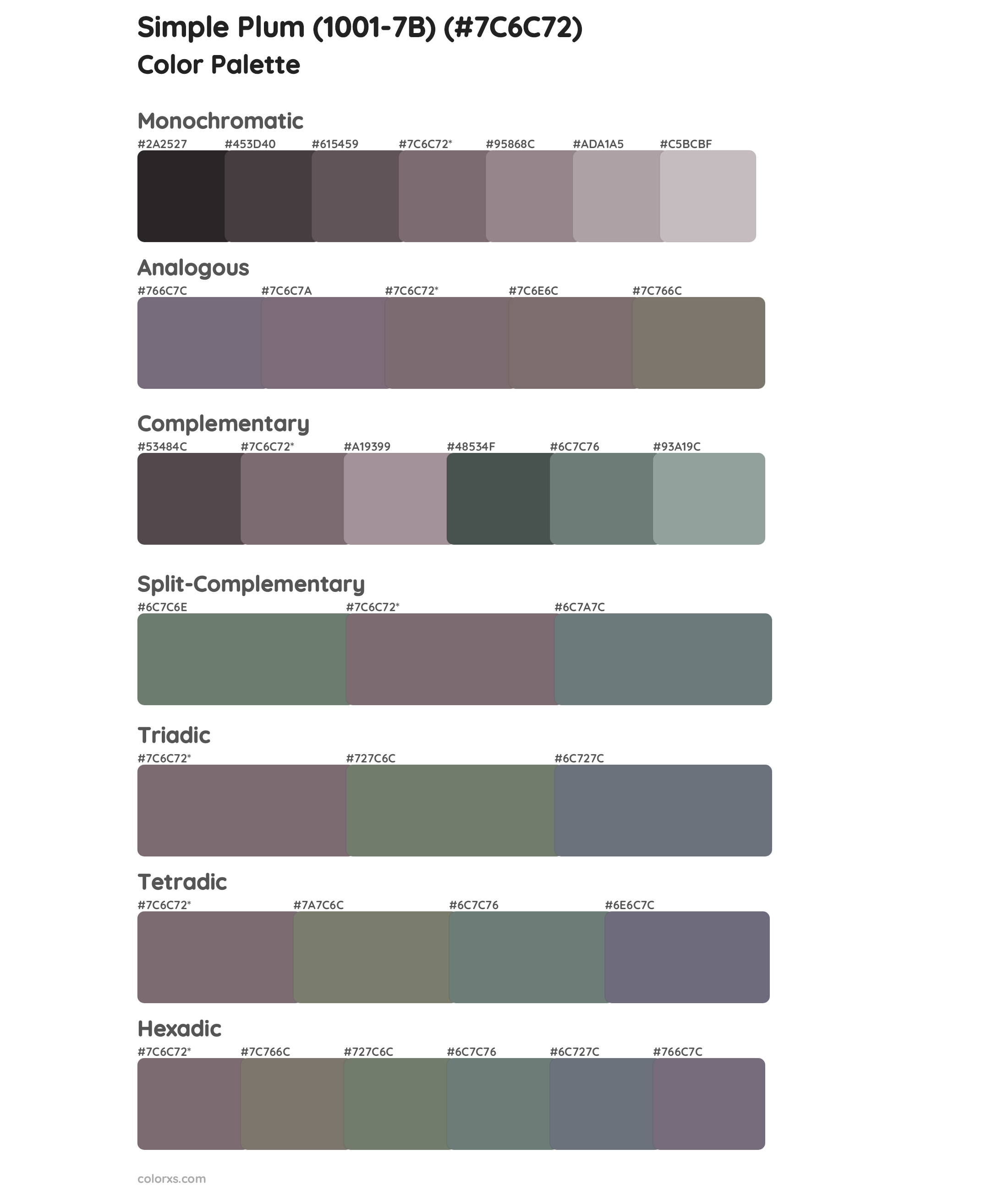 Simple Plum (1001-7B) Color Scheme Palettes