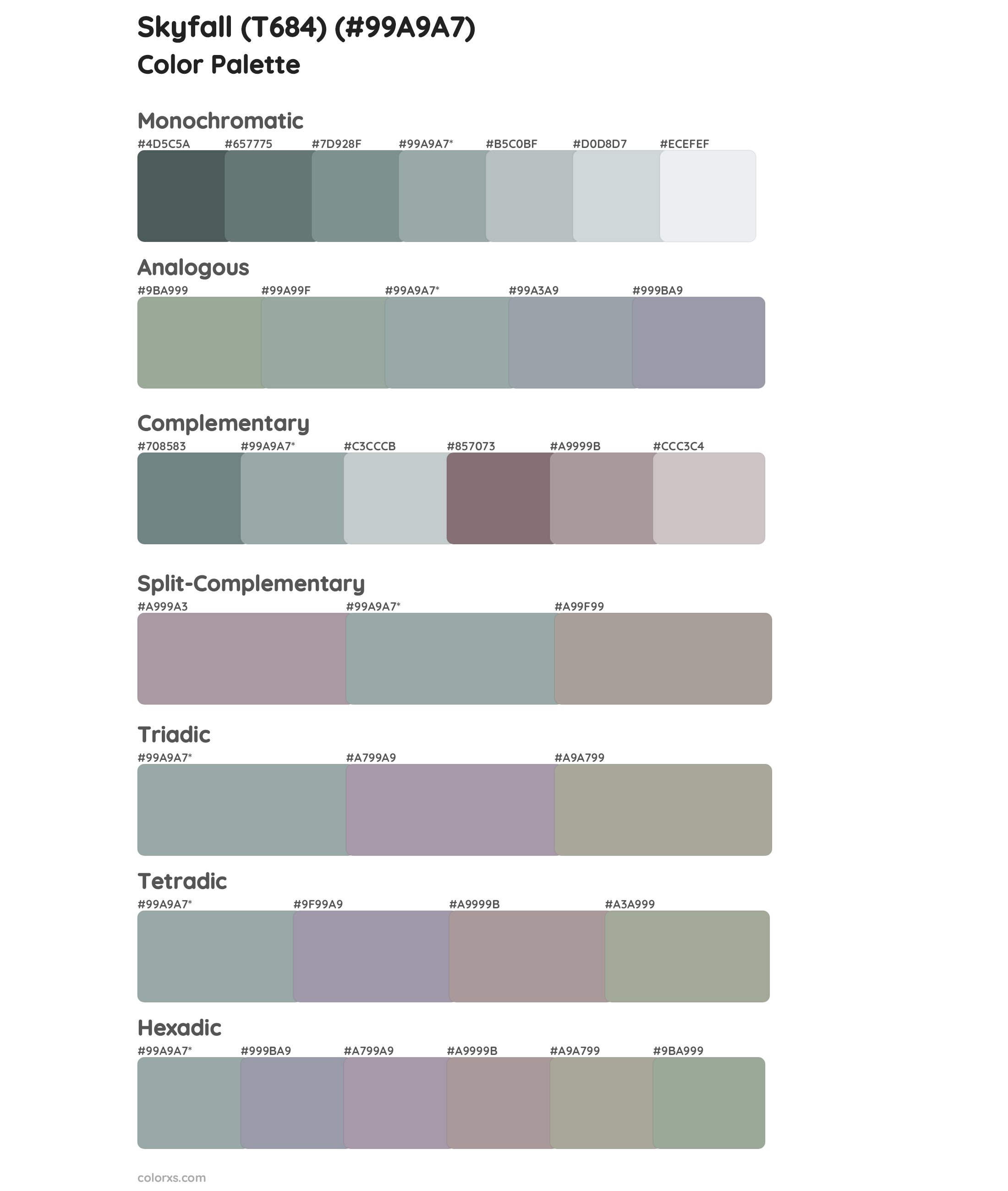 Skyfall (T684) Color Scheme Palettes