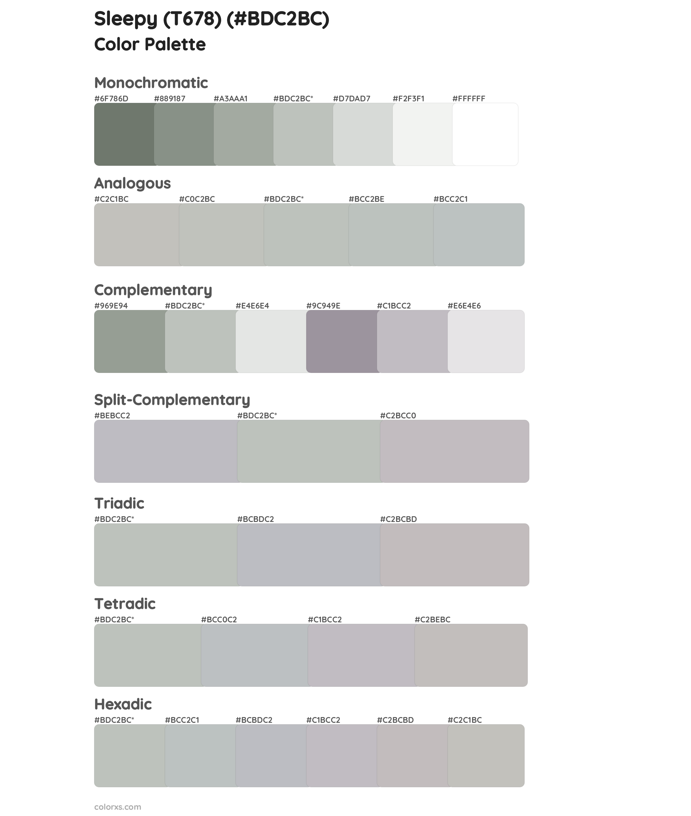 Sleepy (T678) Color Scheme Palettes