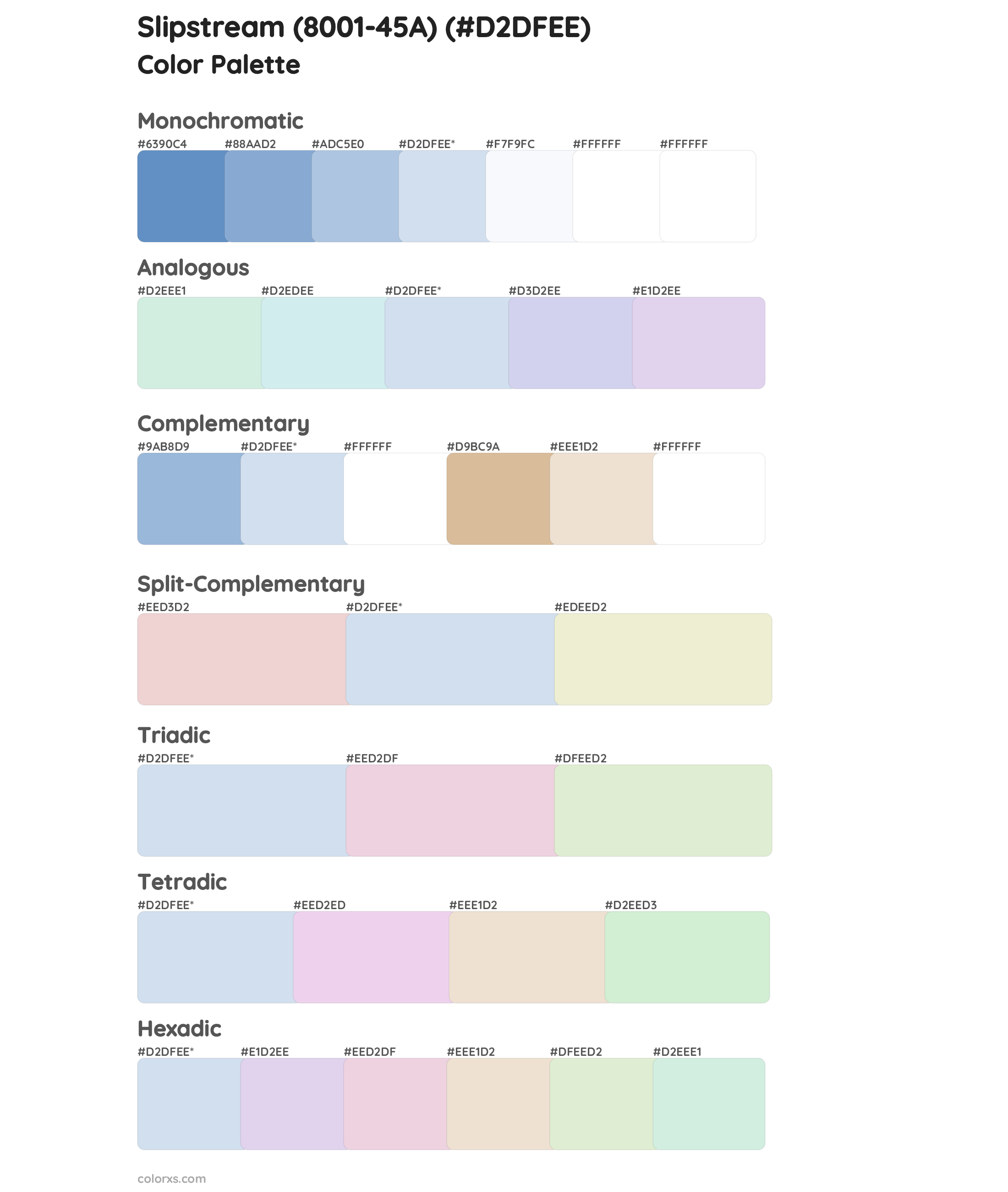 Slipstream (8001-45A) Color Scheme Palettes