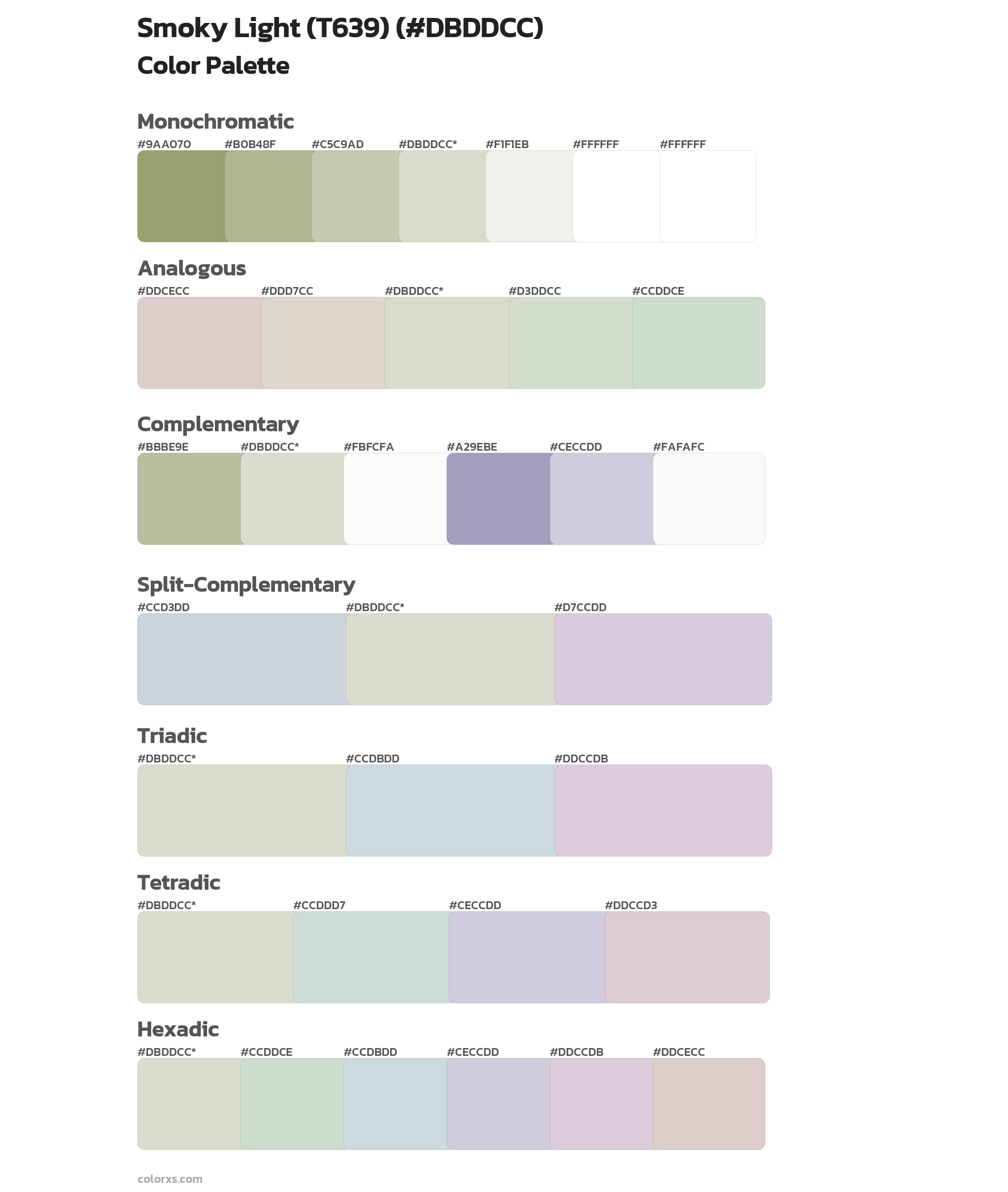 Smoky Light (T639) Color Scheme Palettes